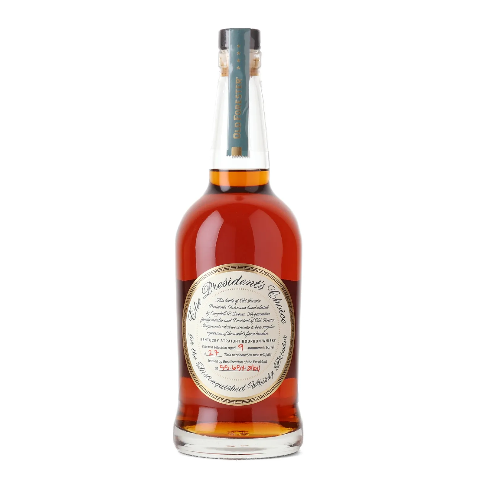 Old Forester President's Choice 9 Year Old, Bourbon Cask, Cask #27, 55.6% whisky bottle