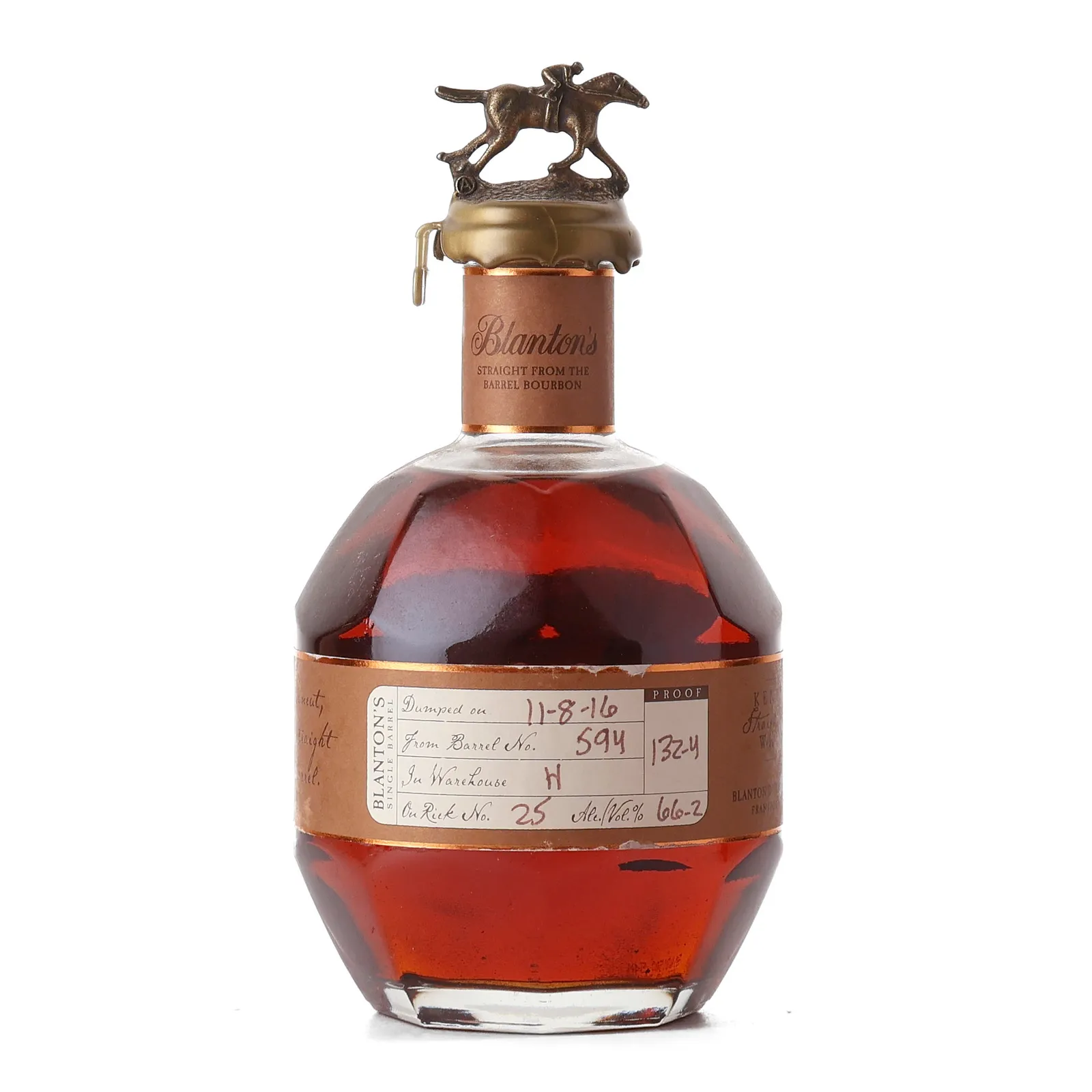 Blanton's Straight From The Barrel Bourbon Letter A, Barrel Cask, Cask #594, 2016, 66.2% whisky bottle