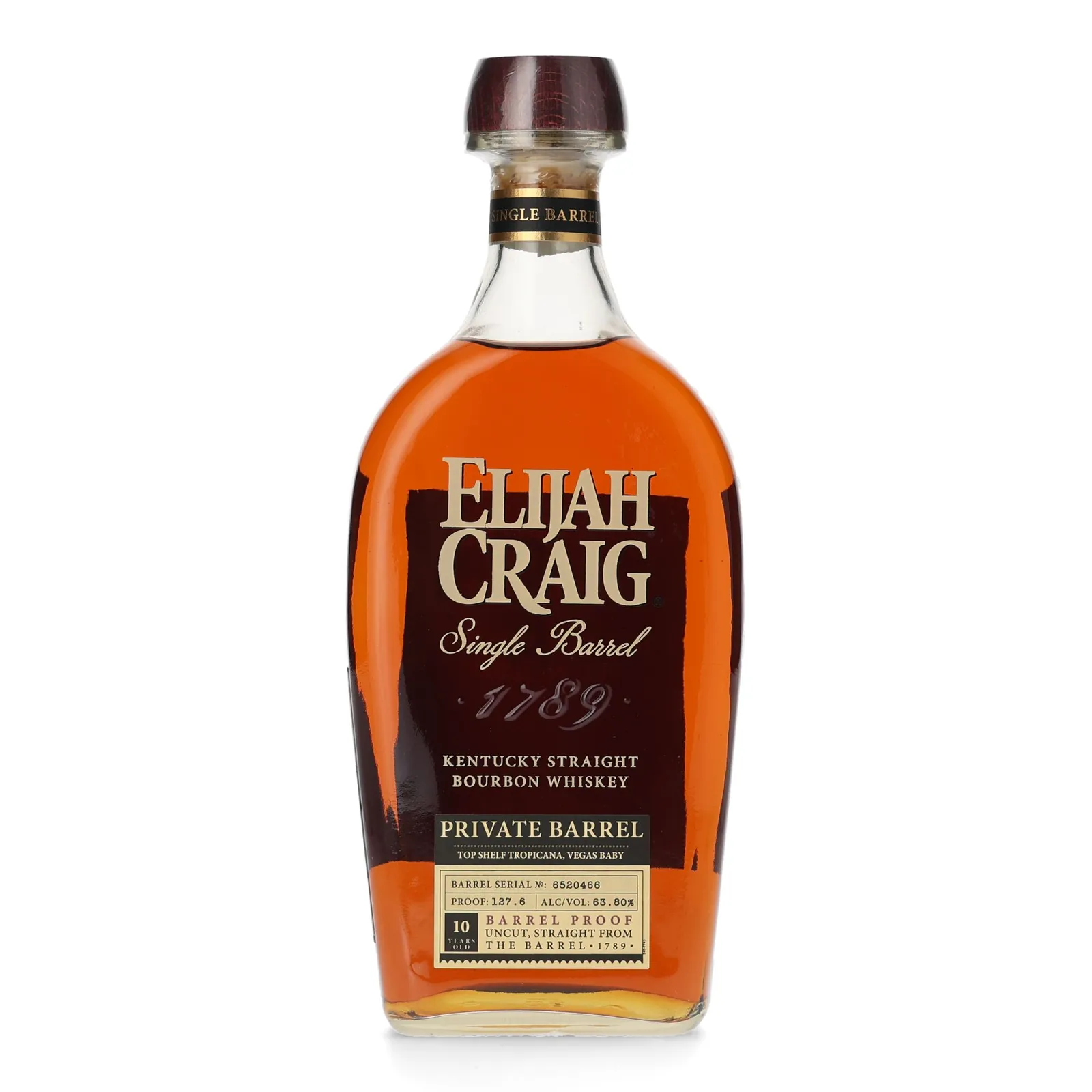 Elijah Craig Private Barrel Barrel Proof 10 Year Old, Bourbon Cask, Cask #6520466, 63.8% whisky bottle