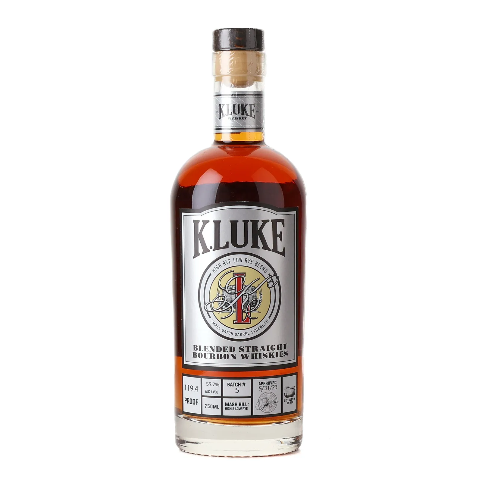 K. Luke Blended Straight Bourbon Whiskies, Batch No. 5, 2023, 59.7% whisky bottle