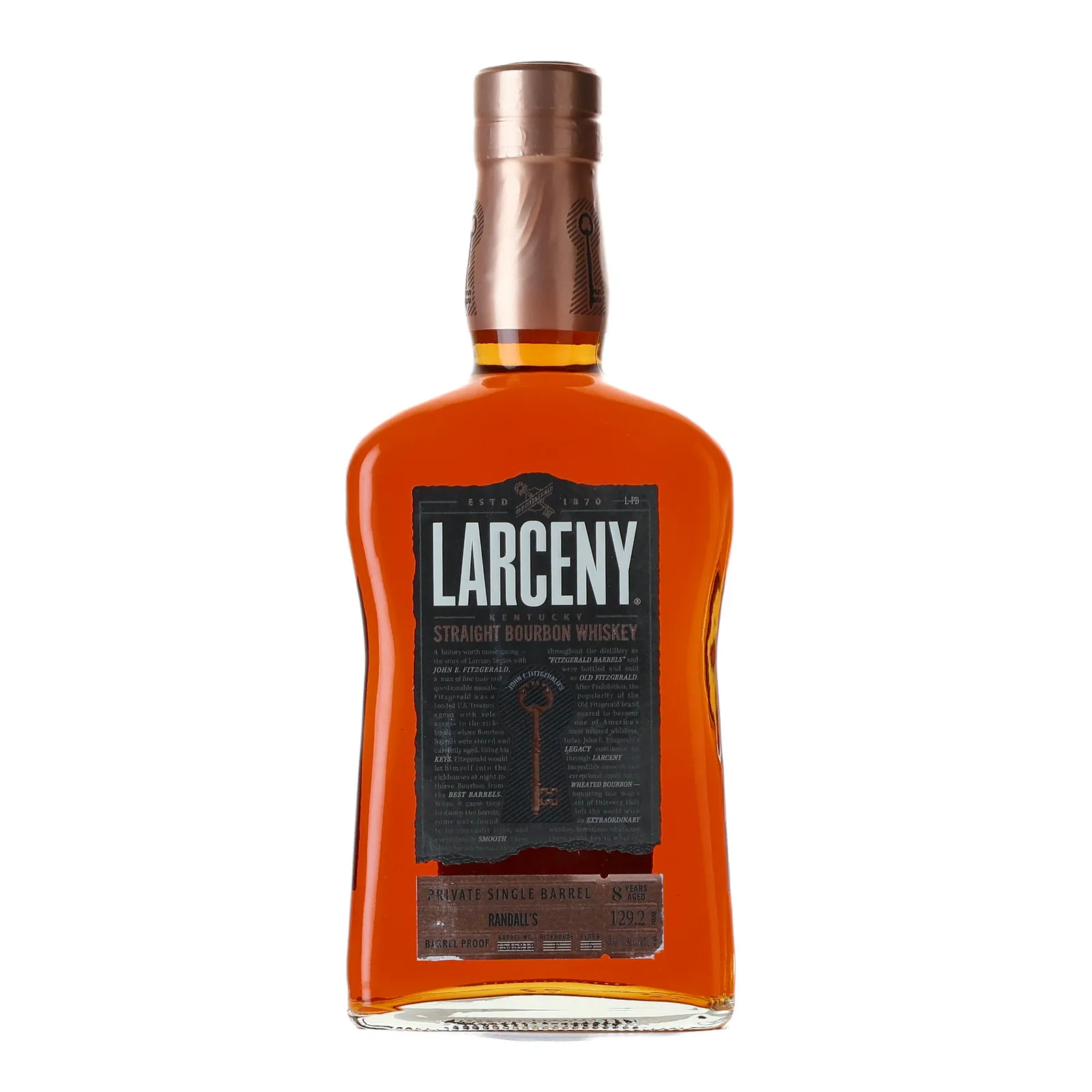 Larceny Private Barrel Selection 8 Year Old, Randall's, 64.6% whisky bottle