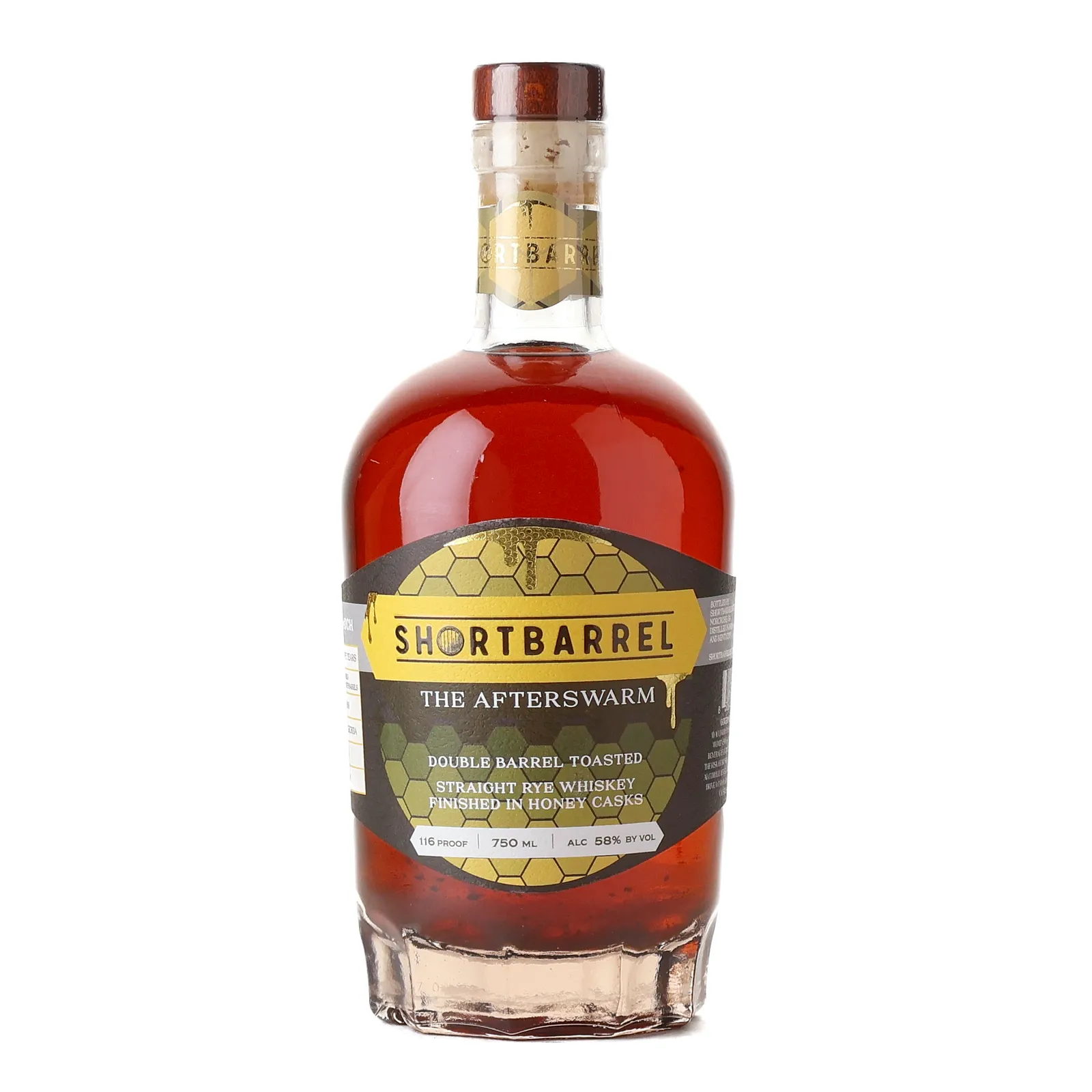 Shortbarrel The Afterswarm Double Barrel Toasted Straight Rye Whiskey 5 Year Old, Honey & Toasted Kelvin Cask, 58% whisky bottle