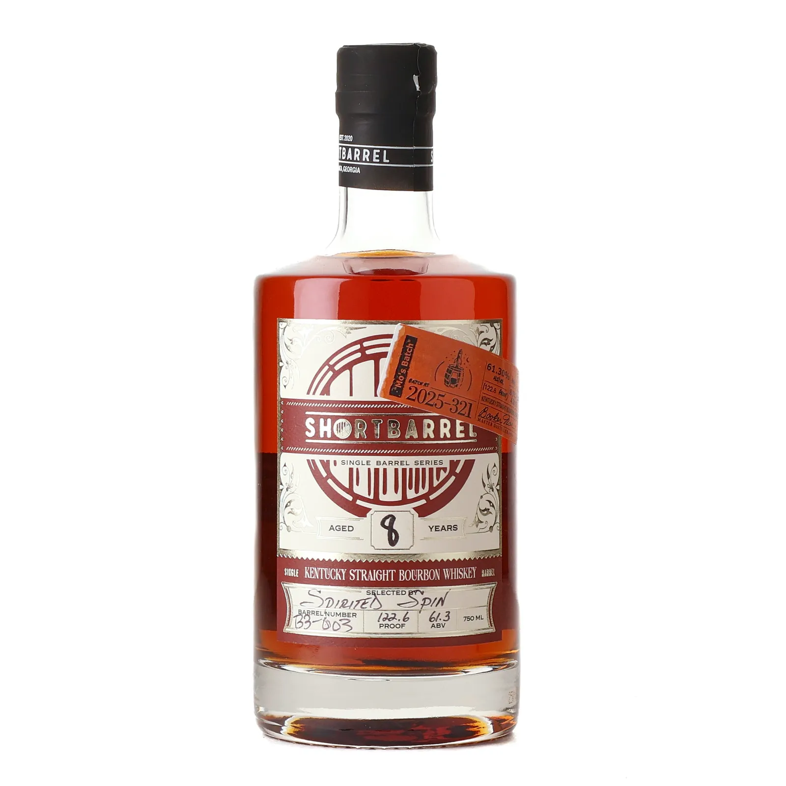 Shortbarrel Spirited Spin 8 Year Old, Cask #B3-003, Batch No. 2025-321, 61.3% whisky bottle