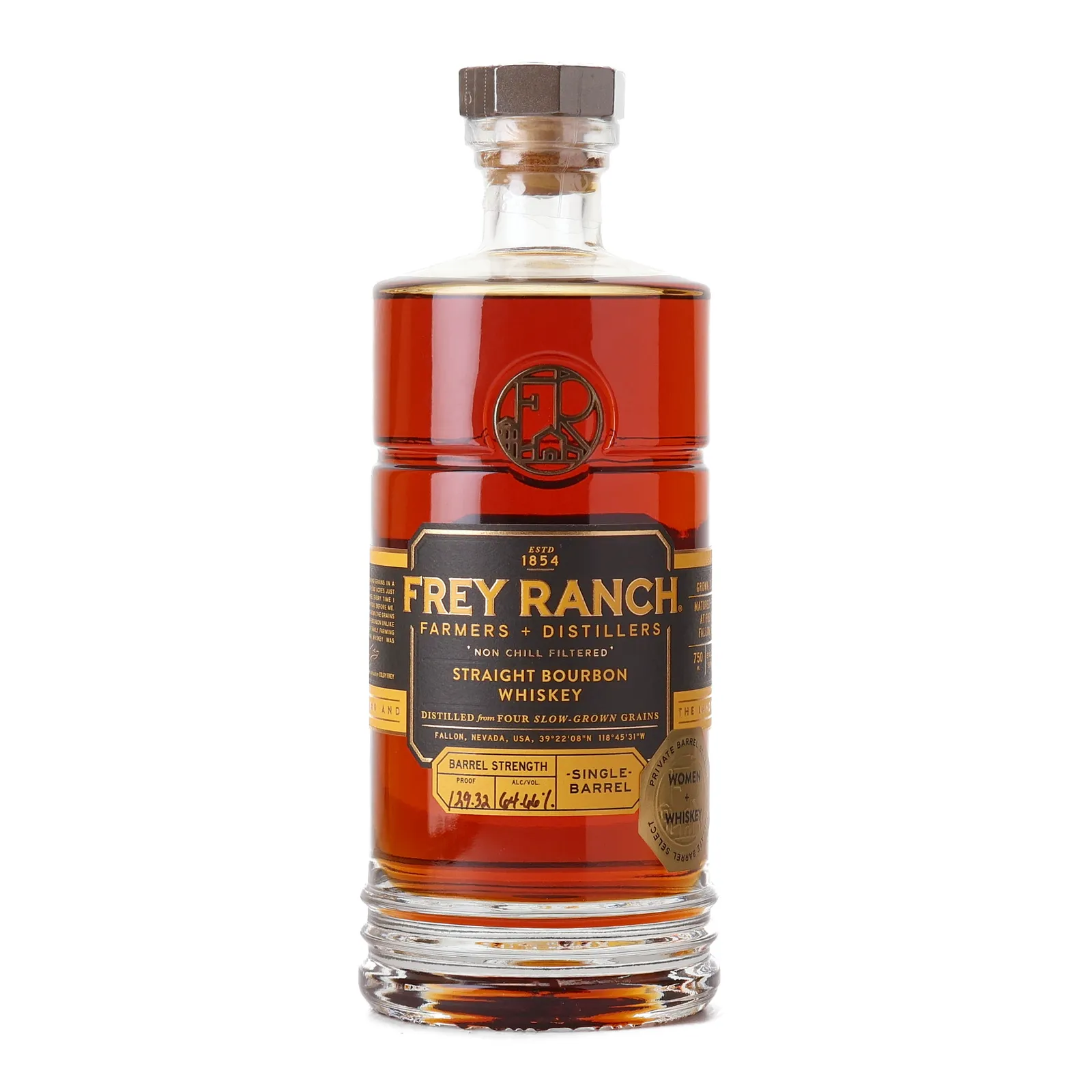 Frey Ranch 'Farmers + Distillers' Bourbon 'Women + Whiskey' Private Barrel Selection, New Charred American Oak Cask, Cask #962, 64.7% whisky bottle