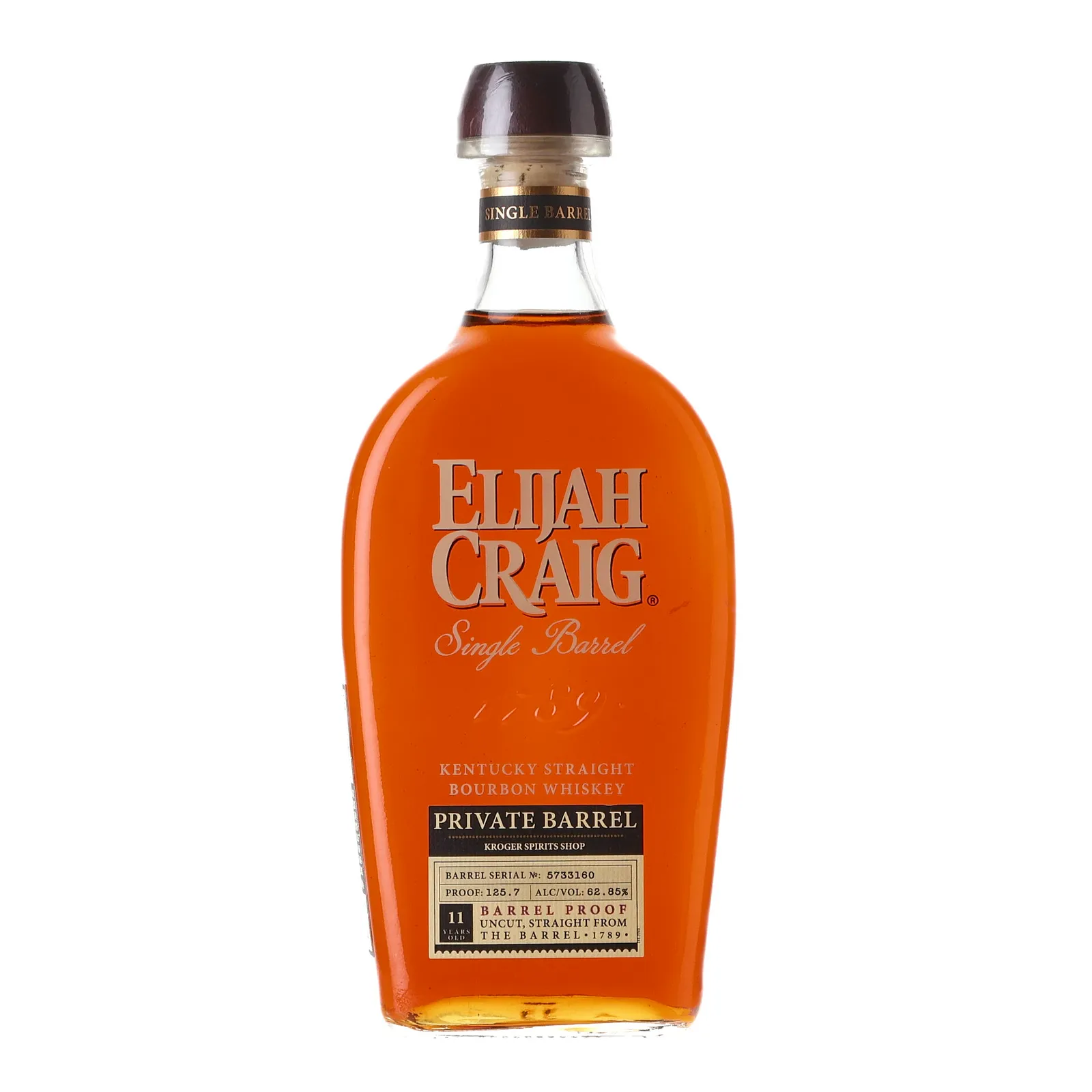Elijah Craig Kroger Private Barrel Selection 11 Year Old, Barrel Proof, Cask #5733160, 62.85% whisky bottle