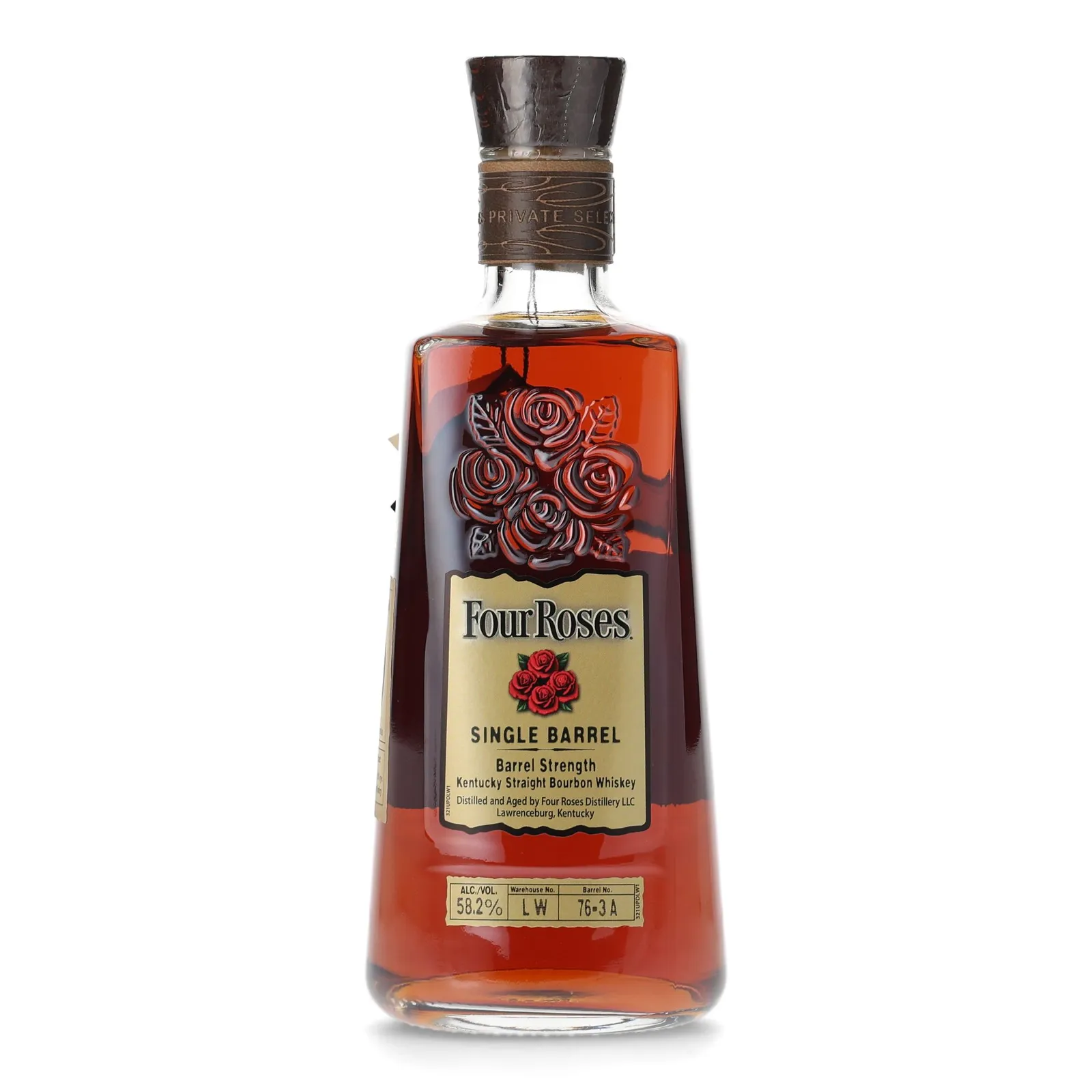 Four Roses Barrel Strength OBSQ 11 Year Old, New Charred Oak Cask, Cask #76-3A, LW 76-3A, 58.2% whisky bottle