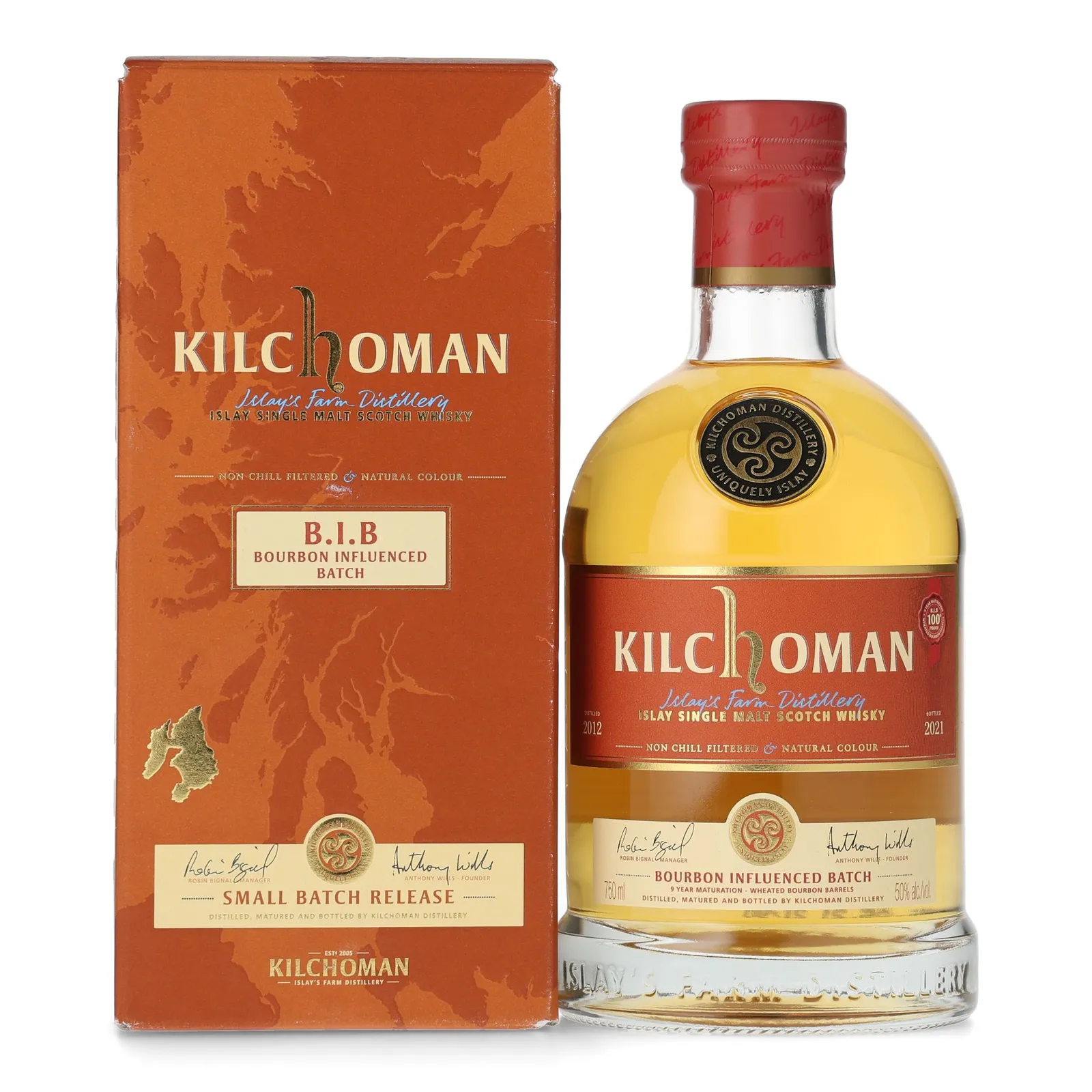 Kilchoman Bourbon Influenced Batch No. 9 Year Old, Wheated Bourbon Cask, 2021, 50% whisky bottle