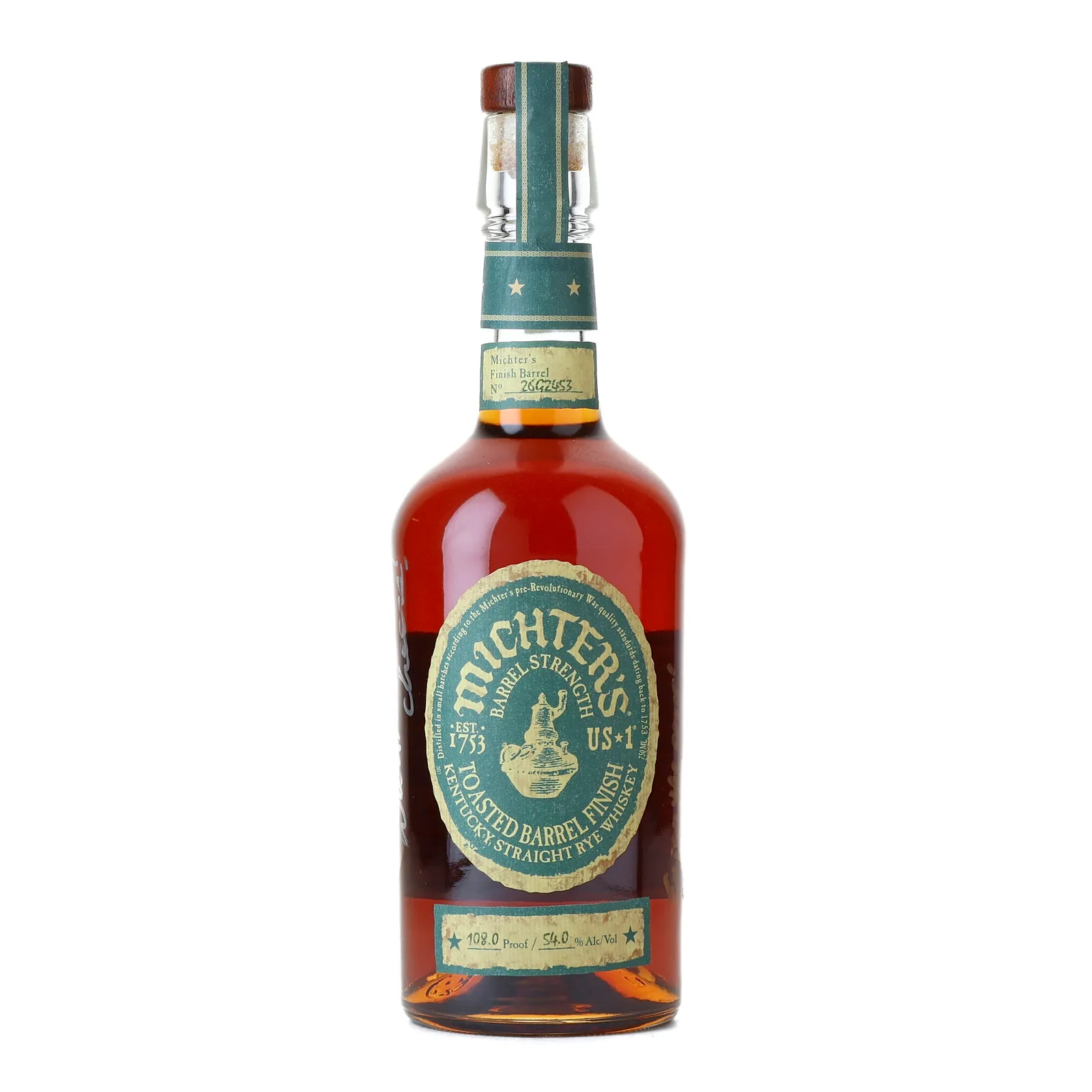 Michter's US*1 Toasted Barrel Finish Kentucky Straight Rye Whiskey, Toasted Barrel Cask, Cask #267/263, 54% whisky bottle