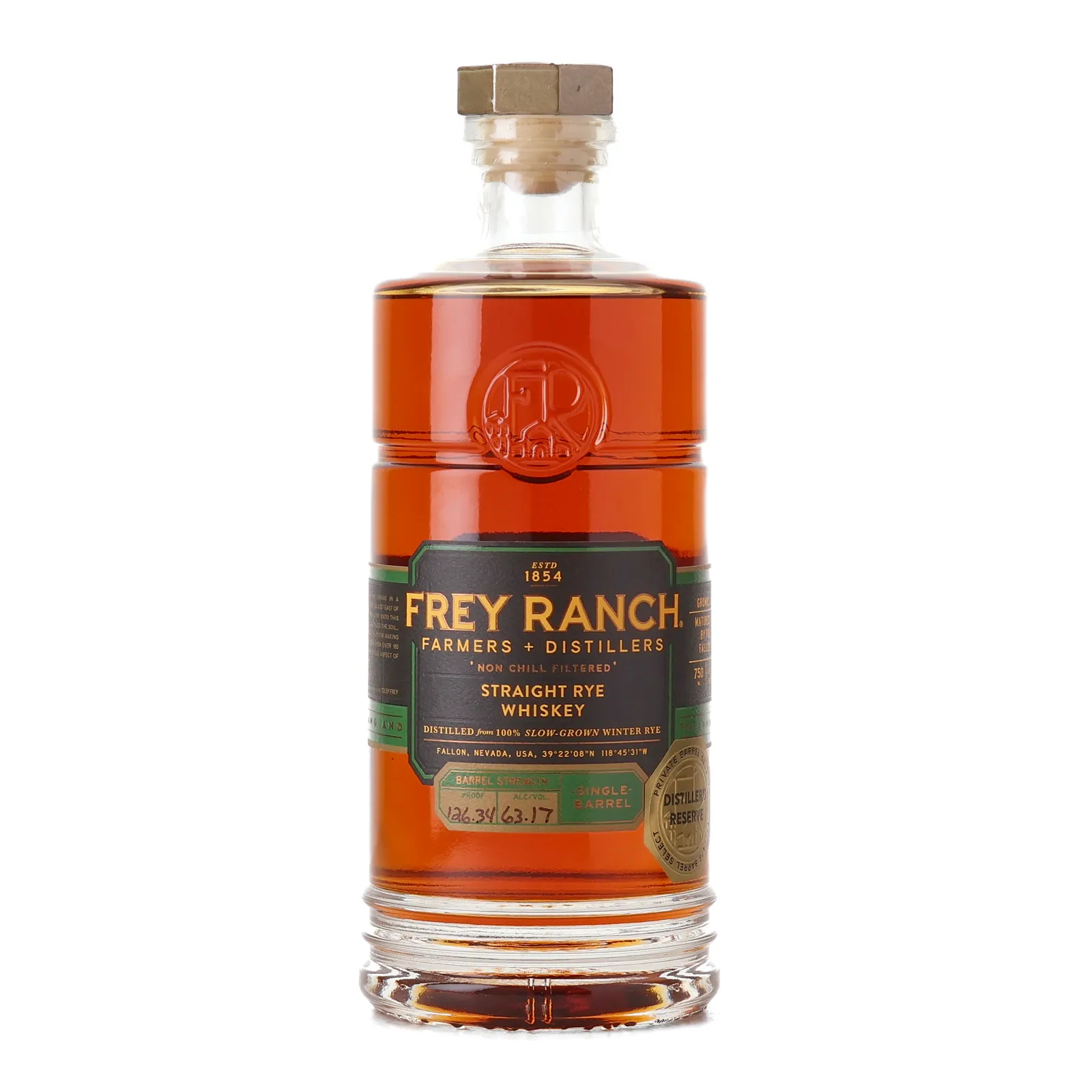 Frey Ranch Distiller's Reserve Private Barrel Selection Barrel Strength Rye Single Barrel, 63.2% whisky bottle