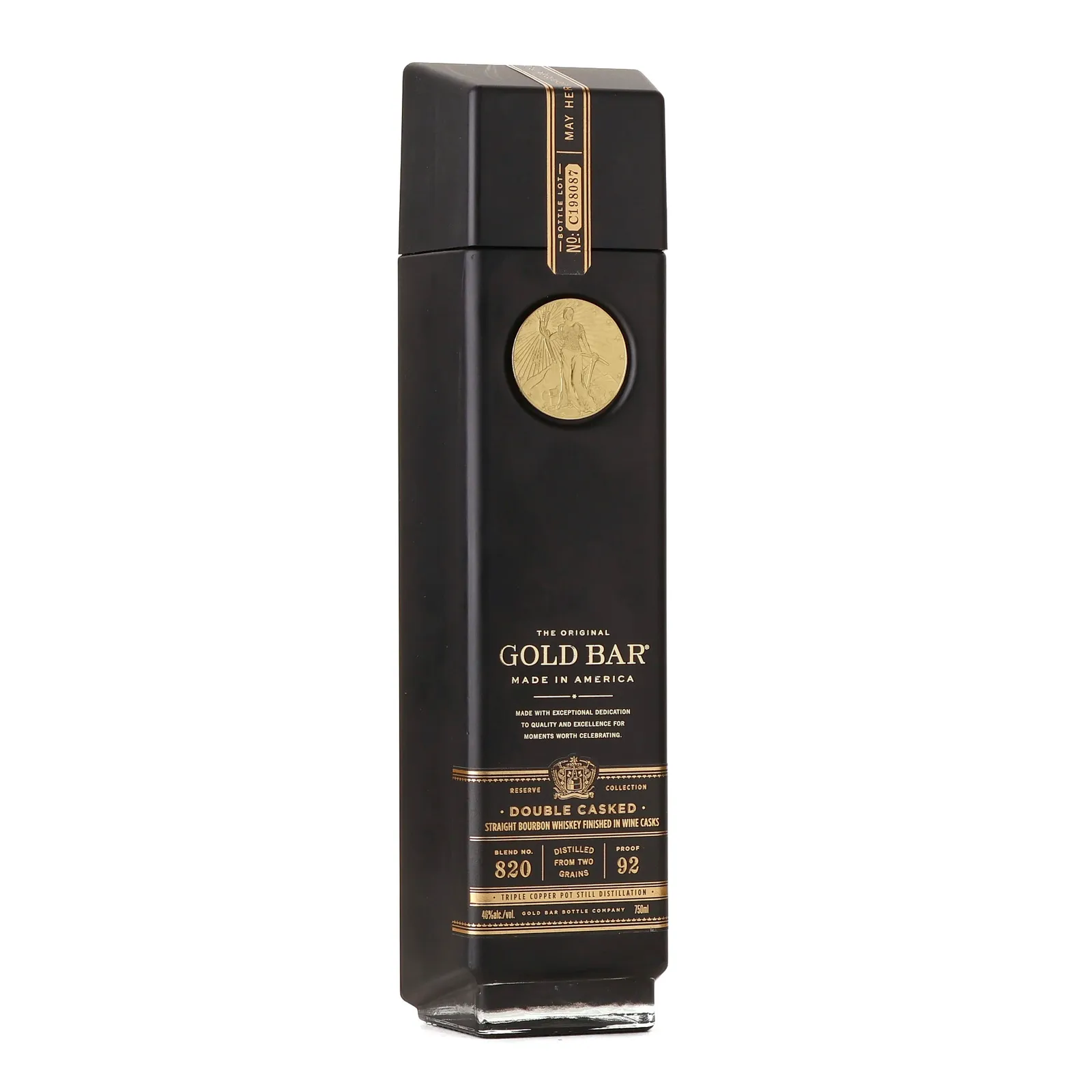 Gold Bar Double Cask Bourbon, Wine Cask, 46% whisky bottle