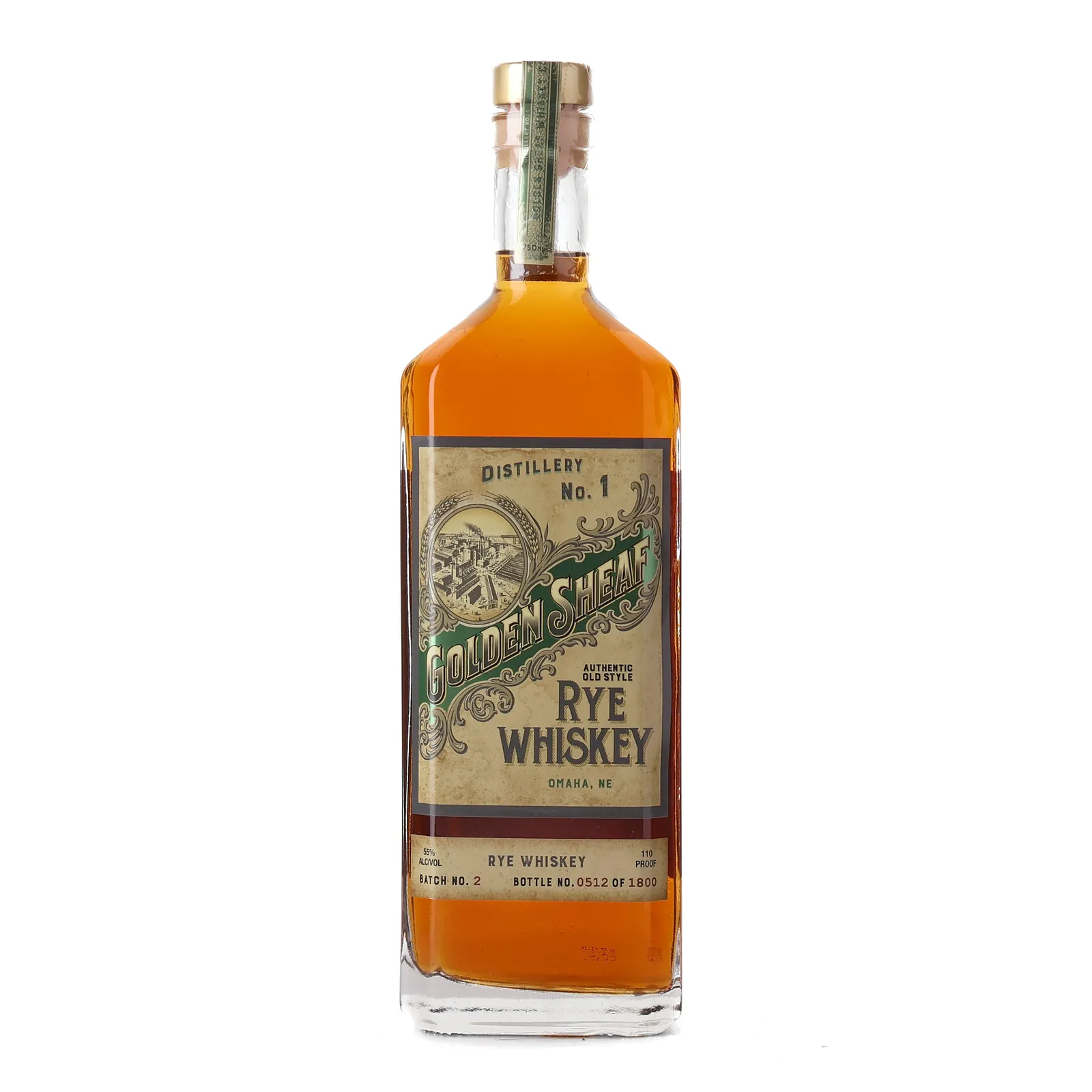 Golden Sheaf Authentic Old Style Rye Whiskey, Batch No. 2, 55% whisky bottle