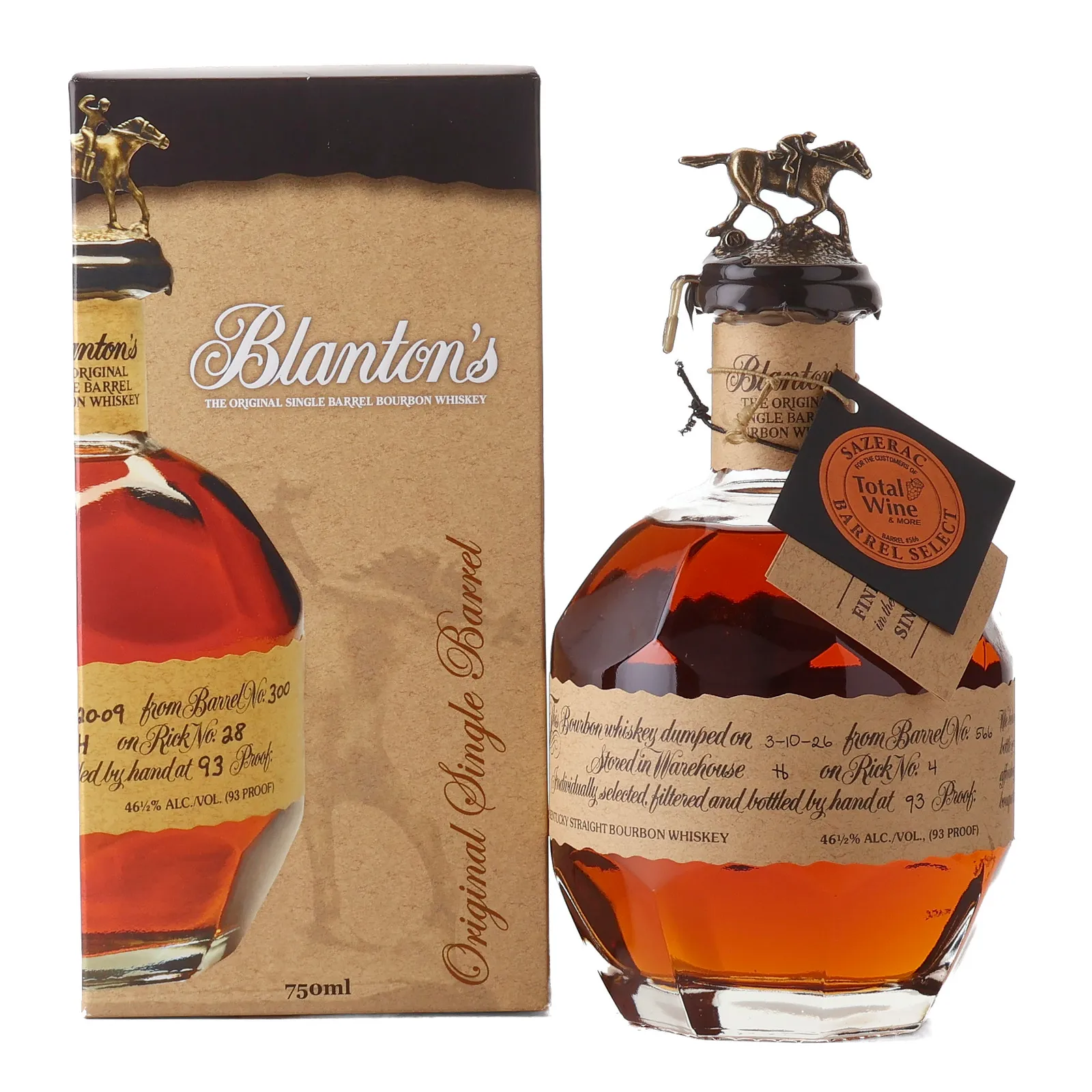Blanton's Original Single Barrel Total Wine & More Selection, Bourbon Cask, Cask #566, 2026, 46.5% whisky bottle