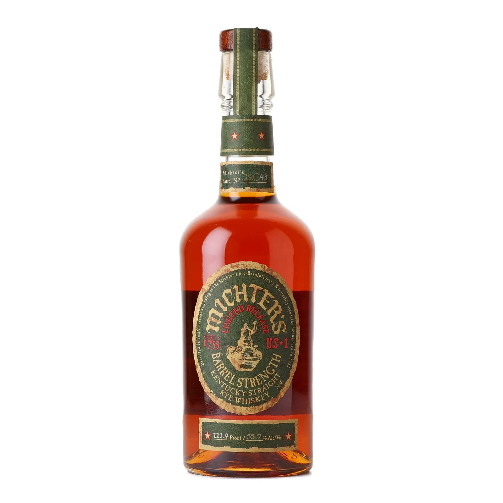 Michter's US*1 Barrel Strength Rye, Cask #19C437, 2019, 55.7% whisky bottle