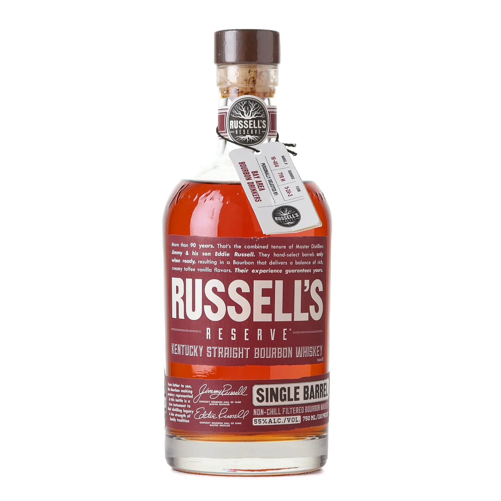 Russell's Reserve Bay Area Private Barrel Selection, Cask #16-484, 55% whisky bottle