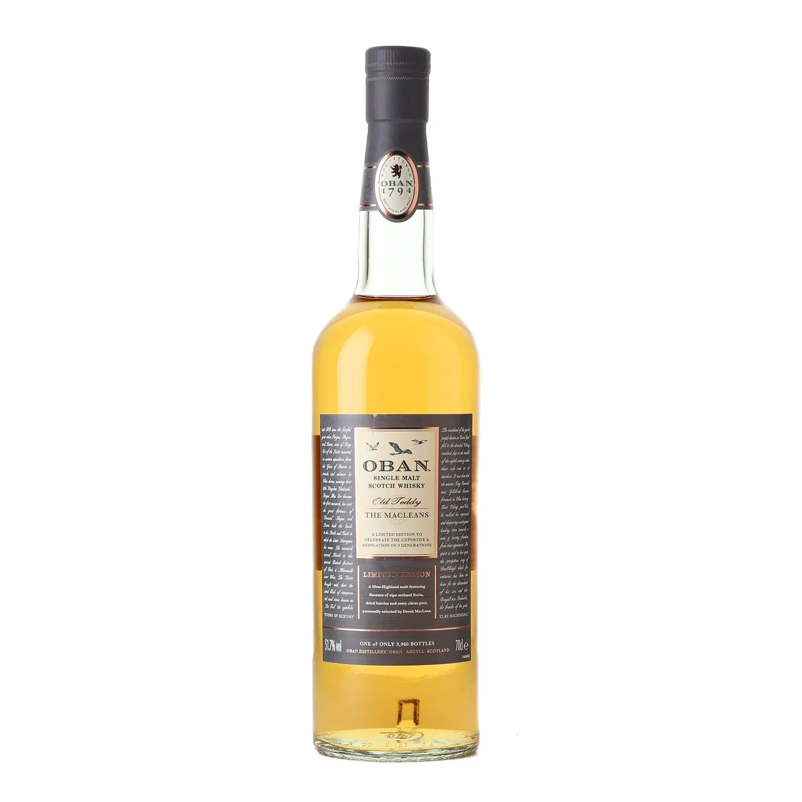 Oban The MacLeans Old Teddy, Refill American Oak & Ex-Bodega Sherry Cask, 2019, 51.7% whisky bottle
