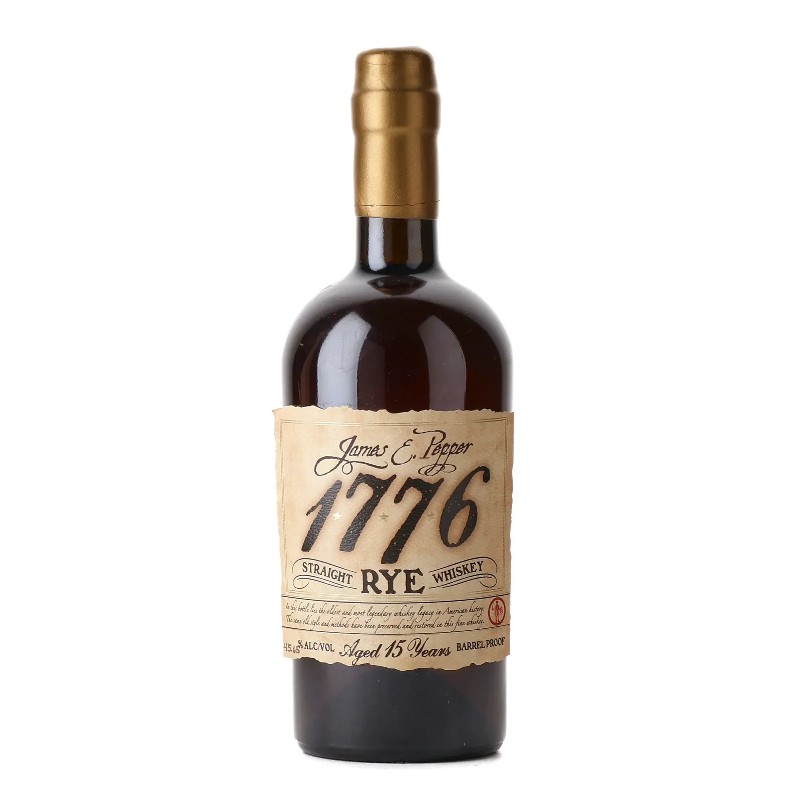 James E. Pepper 1776 Straight Rye Whiskey Barrel Proof 15 Year Old, 1997, 45.6% whisky bottle