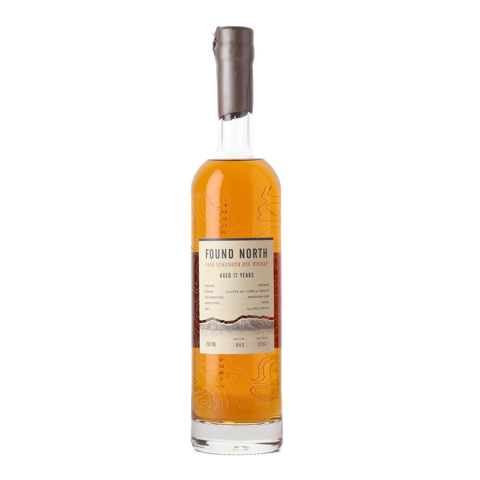 Found North Cask Strength Rye Whisky 17 Year Old, Batch No. 003, 55.1% whisky bottle