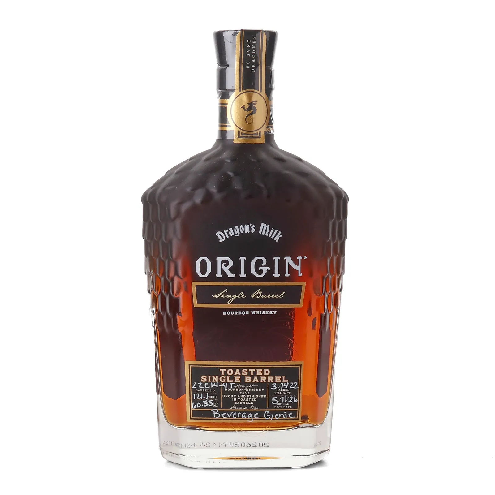 Dragon's Milk Origin Toasted Single Barrel, Toasted Cask, Cask #22C14-4T, 2026, 60.5% whisky bottle