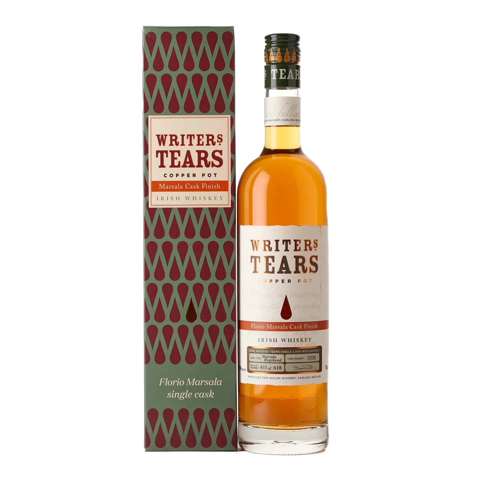 Writers' Tears Copper Pot Florio Marsala Cask Finish, Marsala Cask, Cask #3320, 45% whisky bottle