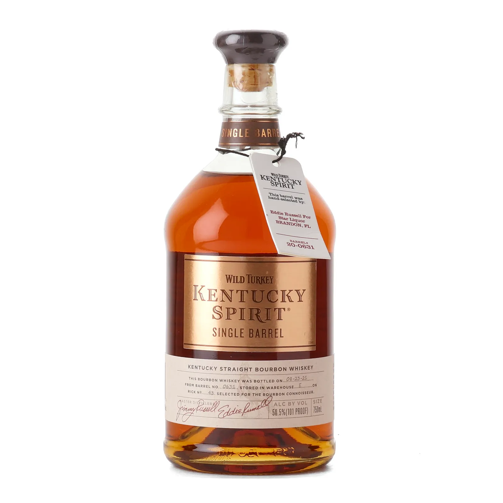Wild Turkey Kentucky Spirit Private Barrel Selection, New Charred Oak Cask, Cask #20-0631, 2021, 50.5% whisky bottle