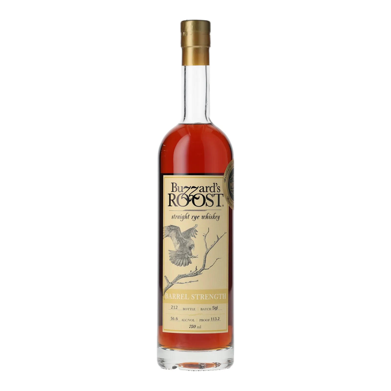 Buzzard's Roost Barrel Strength Straight Rye Midway Cafe Private Barrel Selection, Batch No. Sgl, 56.6% whisky bottle