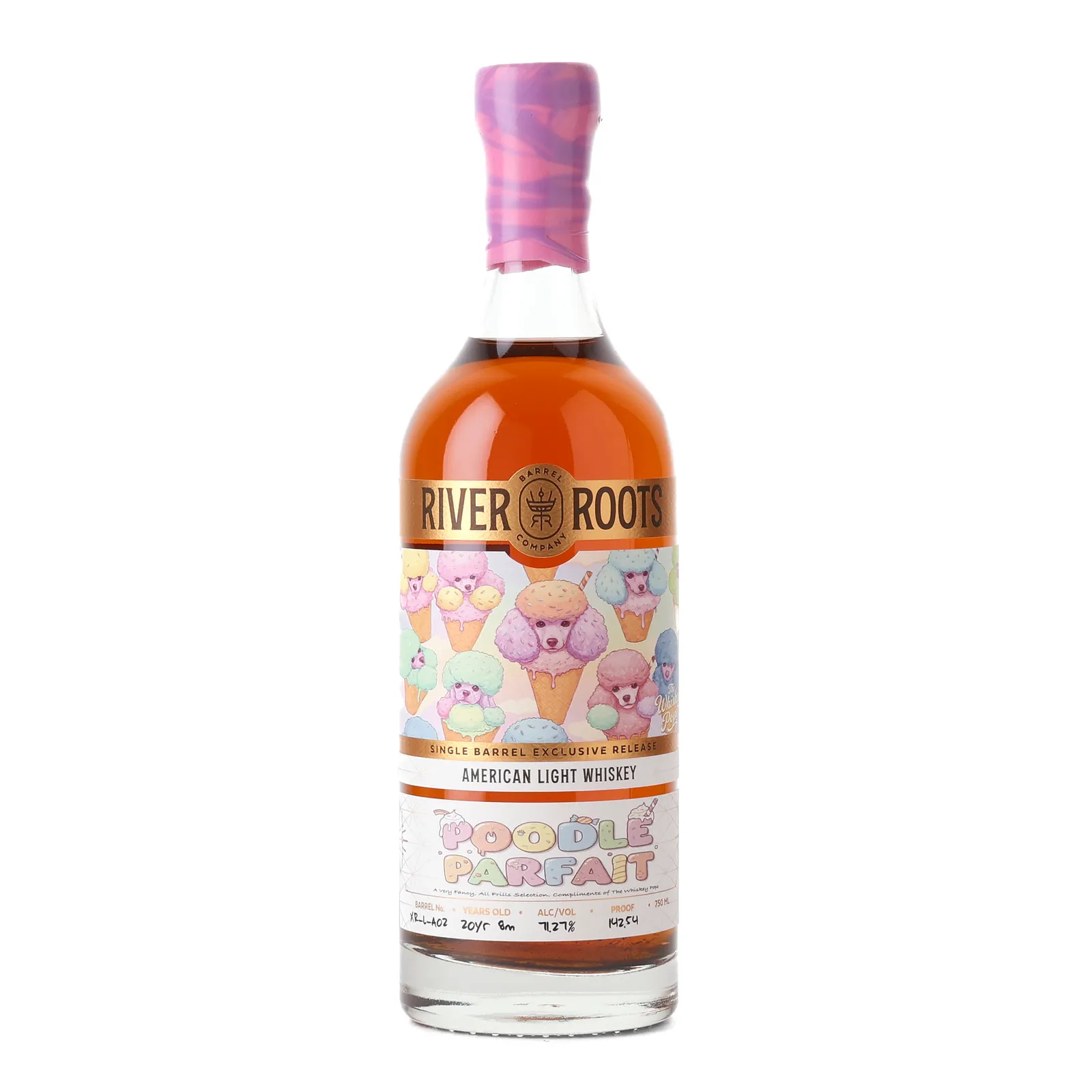 River Roots Poodle Parfait American Light Whiskey 20 Year Old, Cask #XR-L-A02, River Roots Barrel Company, 71.27% whisky bottle