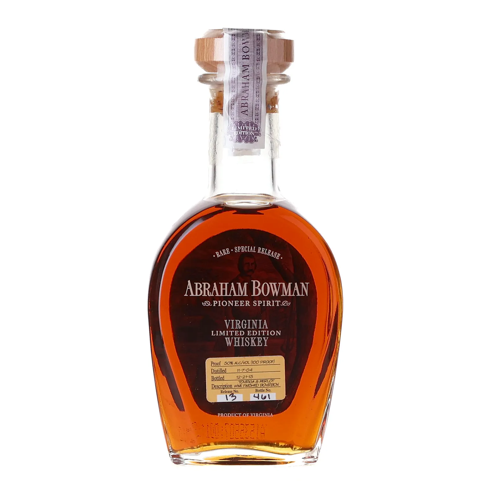 Abraham Bowman Touriga & Merlot Wine Finished Bourbon 11 Year Old, Wine Cask, 2015, 50% whisky bottle