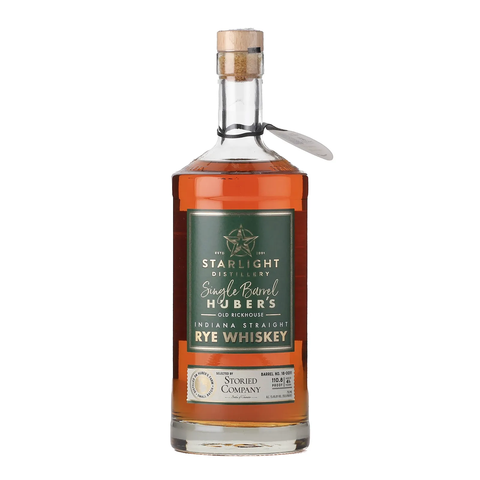 Starlight Rye 4 Year Old, New Charred American Oak Cask, Cask #18-0011, 55.4% whisky bottle