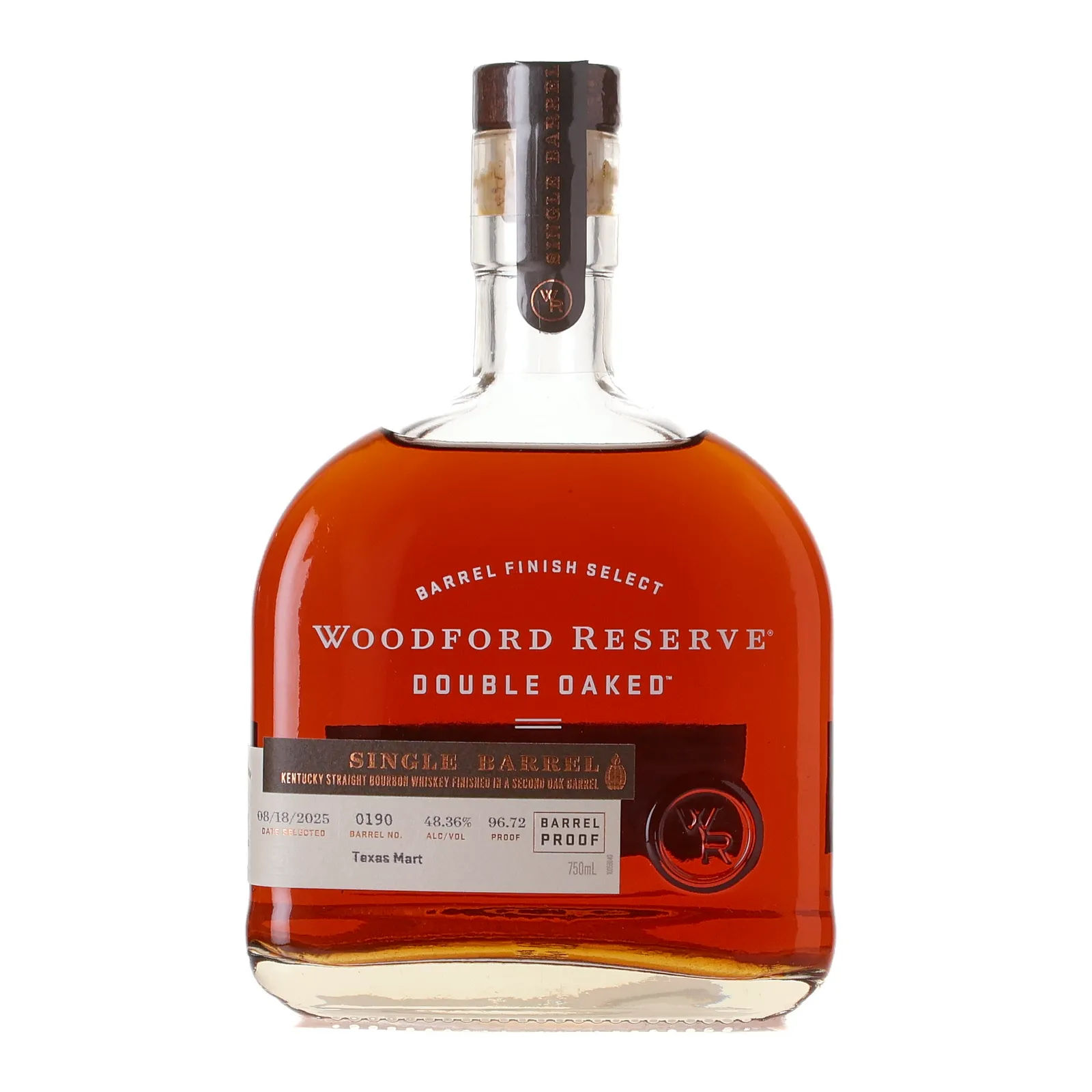 Woodford Reserve Double Oaked Single Barrel Texas Mart Selection, Cask #0190, 2023, 48.36% whisky bottle