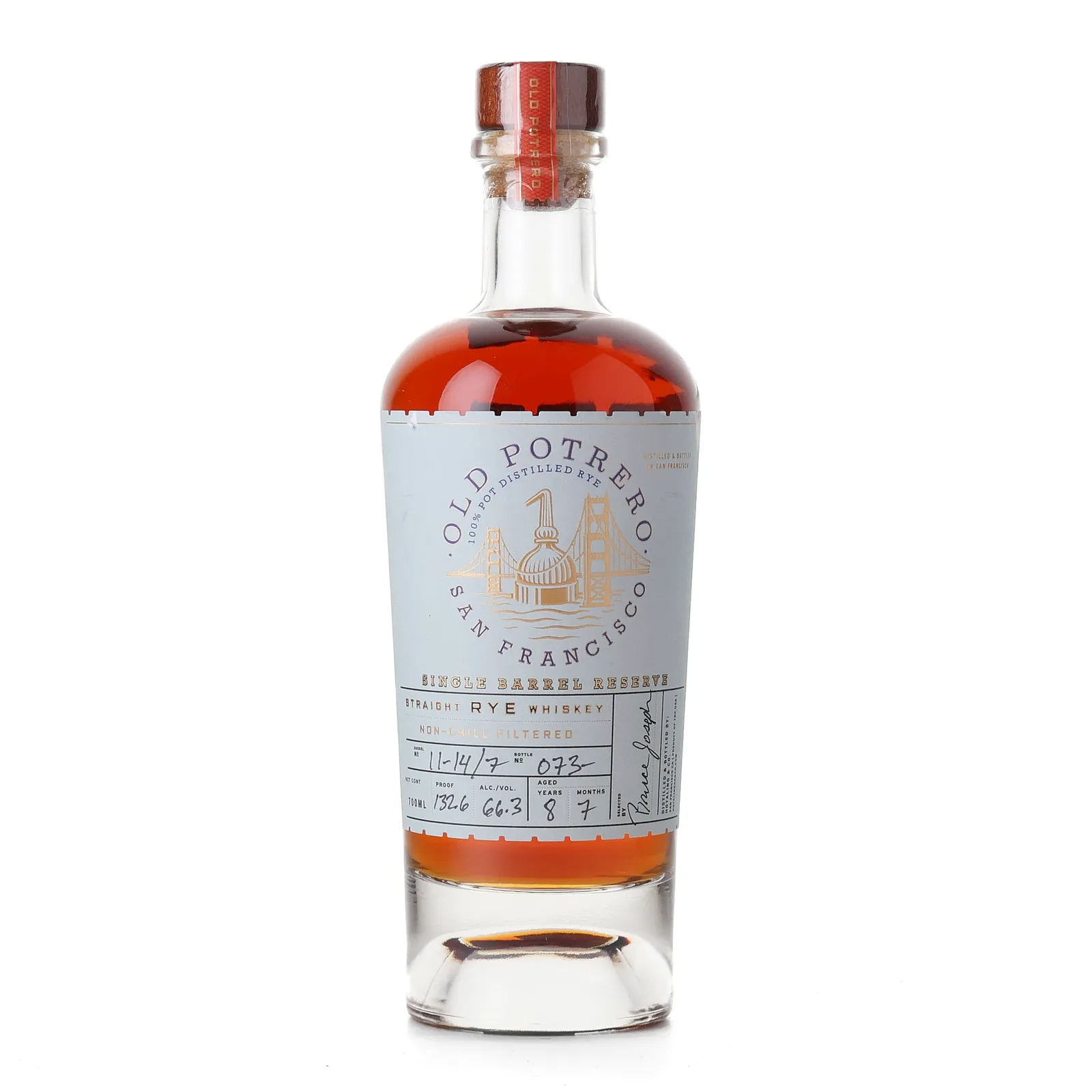 Old Potrero Single Barrel Reserve Straight Rye Whiskey 8 Year Old, New American Oak Cask, Cask #11-14/7, 66.3% whisky bottle
