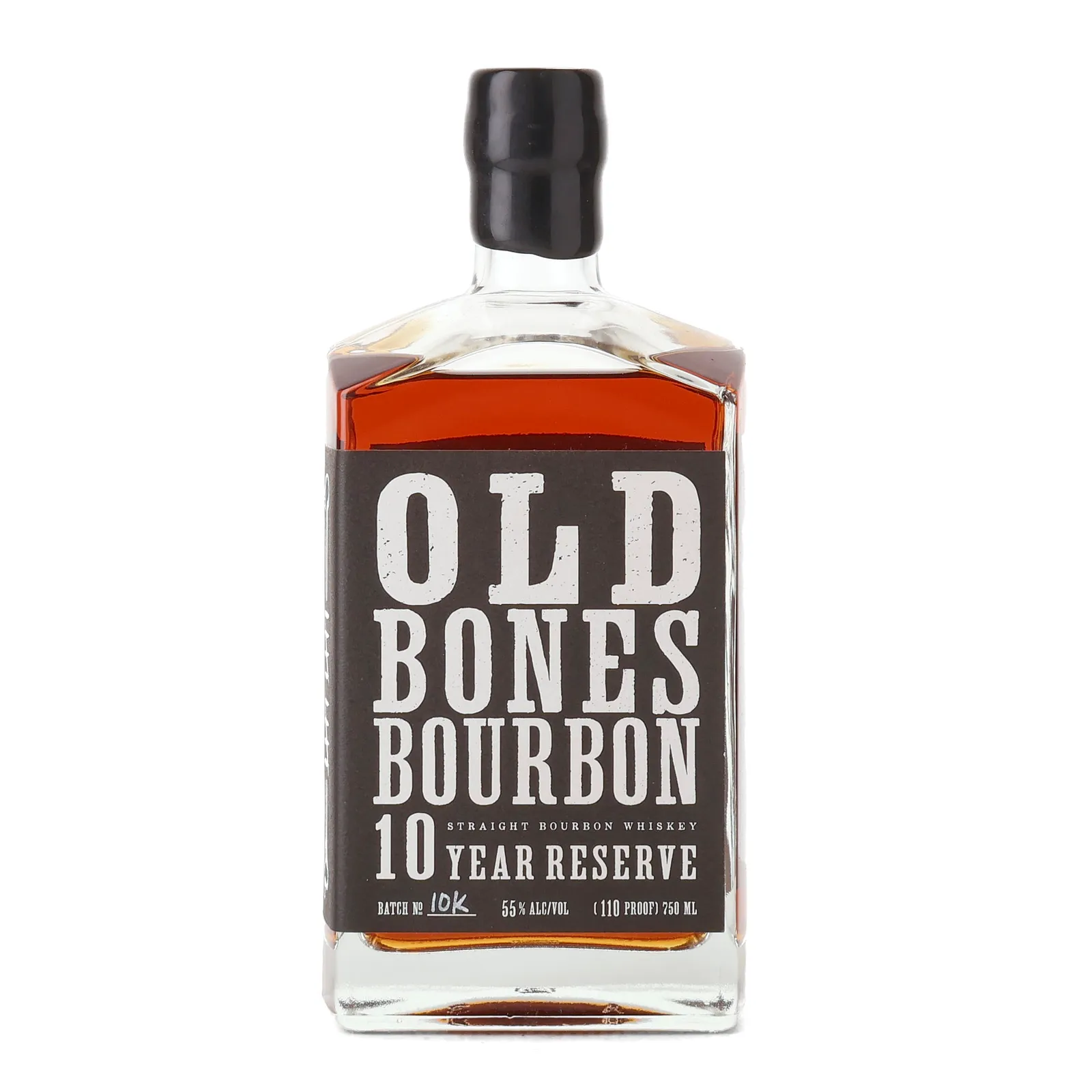 Old Bones 10 Year Reserve Bourbon 10 Year Old, New Charred American Oak Cask, Batch No. 10K, 2013, Backbone Bourbon Company, 55% whisky bottle