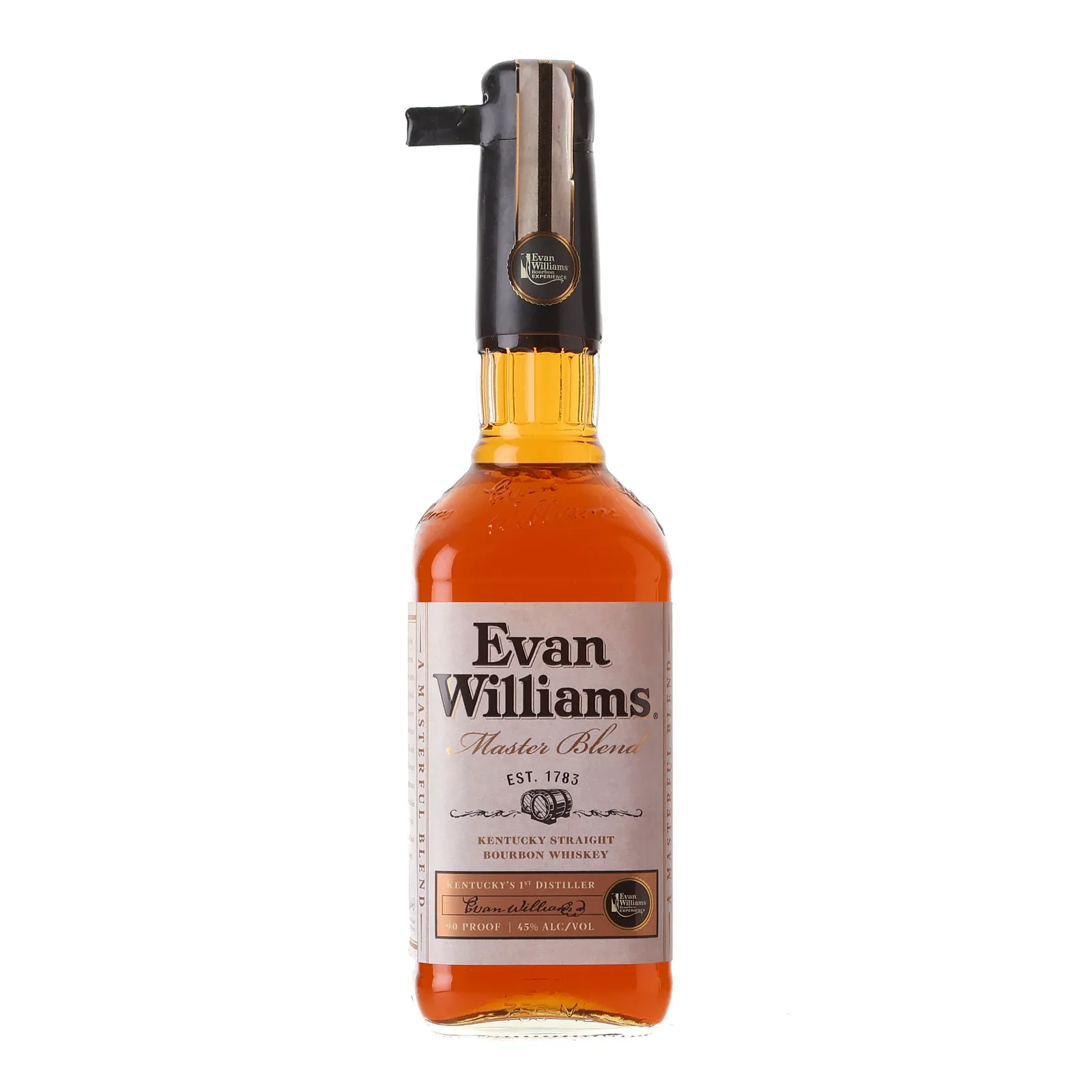 Evan Williams Master Blend Bourbon, New Charred American White Oak Cask, 45% whisky bottle
