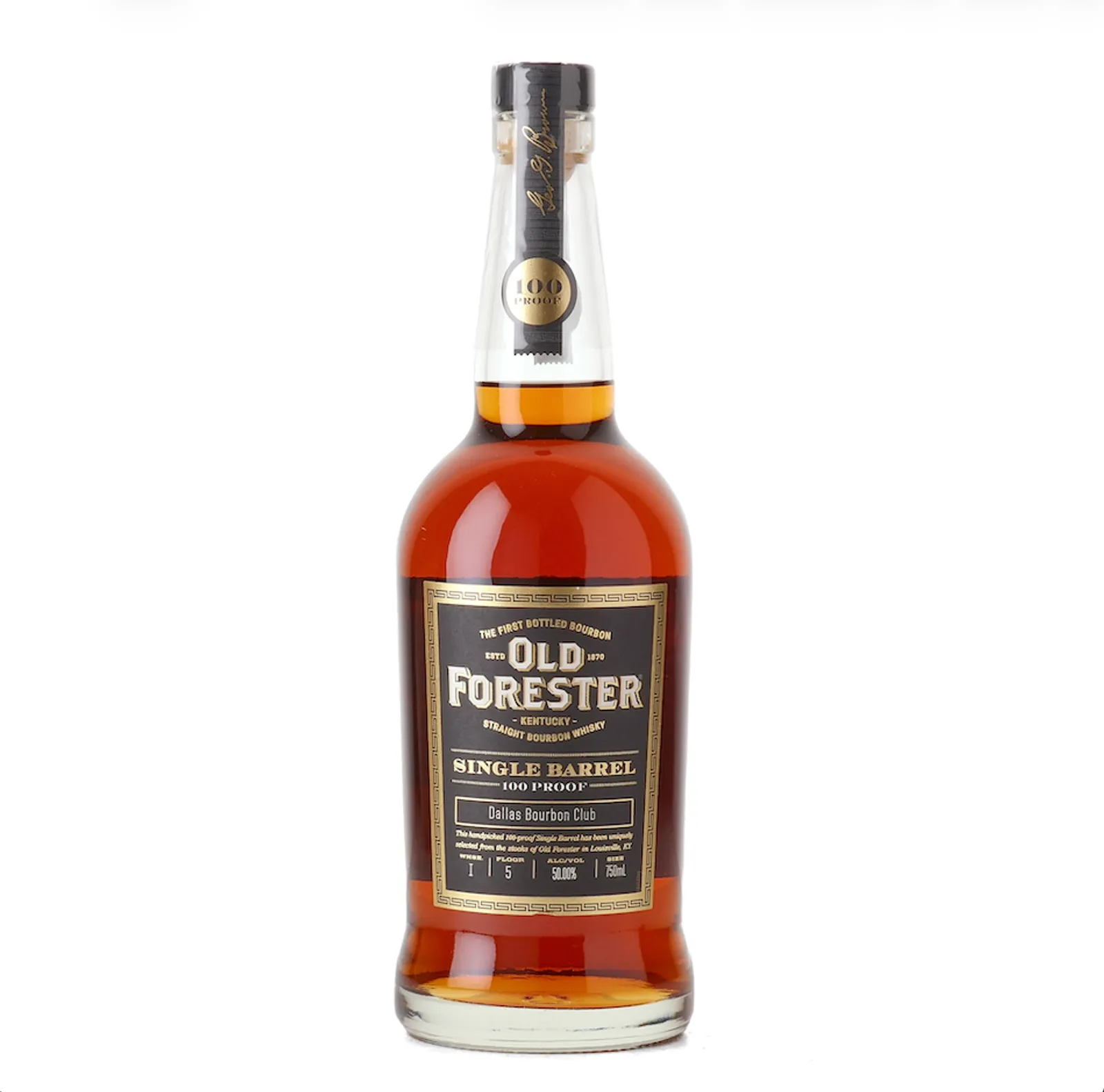 Old Forester Single Barrel Dallas Bourbon Club Private Barrel Selection, 50% whisky bottle