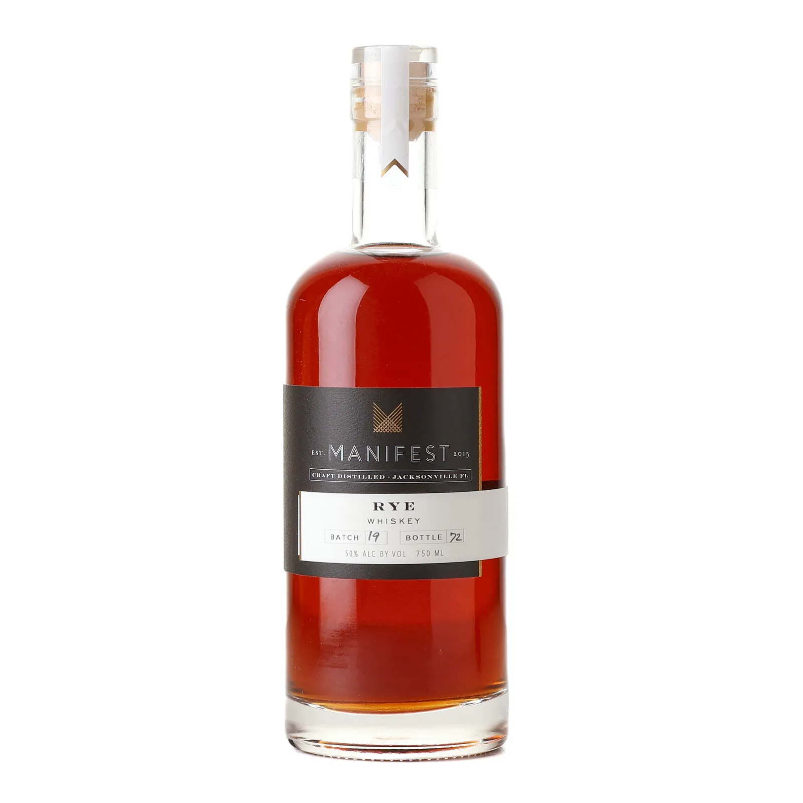 Manifest Rye Whiskey, Batch No. 19, 50% whisky bottle