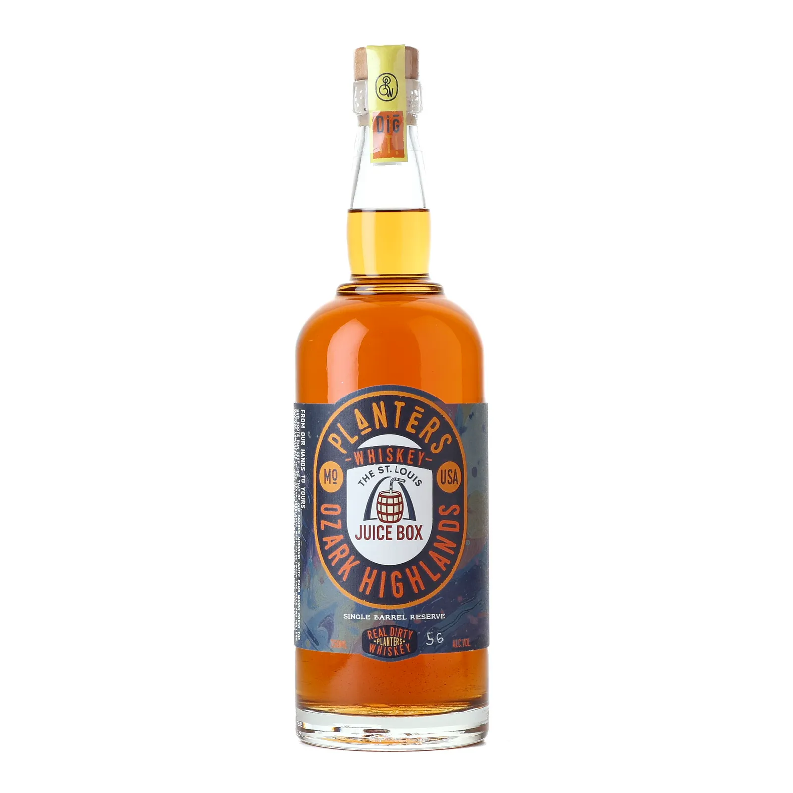 Planters Ozark Highlands Whiskey The St. Louis Juice Box 4 Year Old, Missouri White Oak Cask, 56% whisky bottle