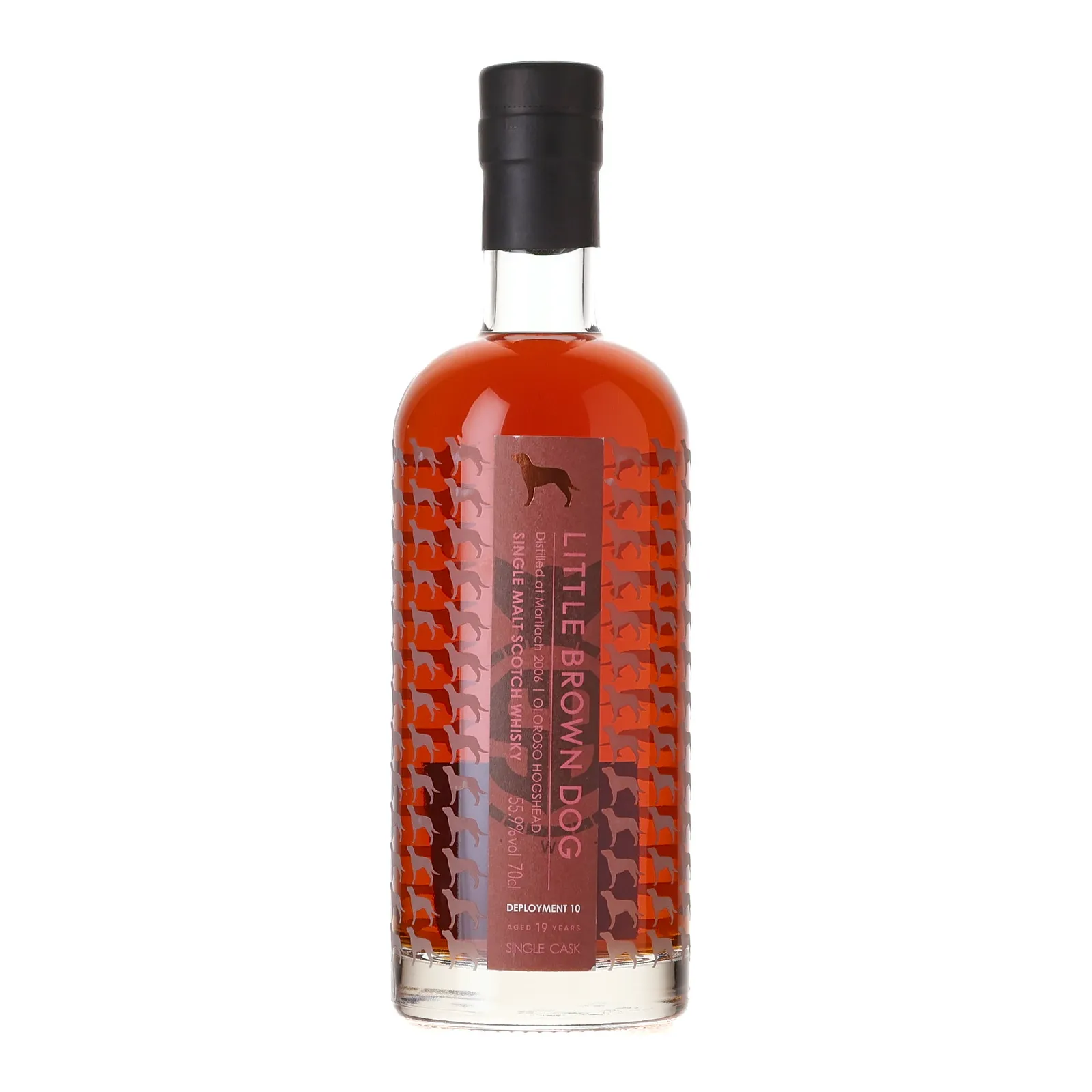 Mortlach 2006 19 Year Old Little Brown Dog, Oloroso Hogshead Cask, 2006, Little Brown Dog Spirits, 55.9% whisky bottle
