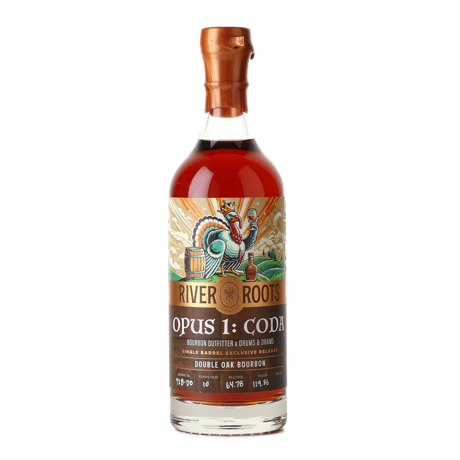 River Roots Opus 1: Coda Double Oak 10 Year Old, Double Oak Cask, Cask #728-DO, 2024, 64.78% whisky bottle