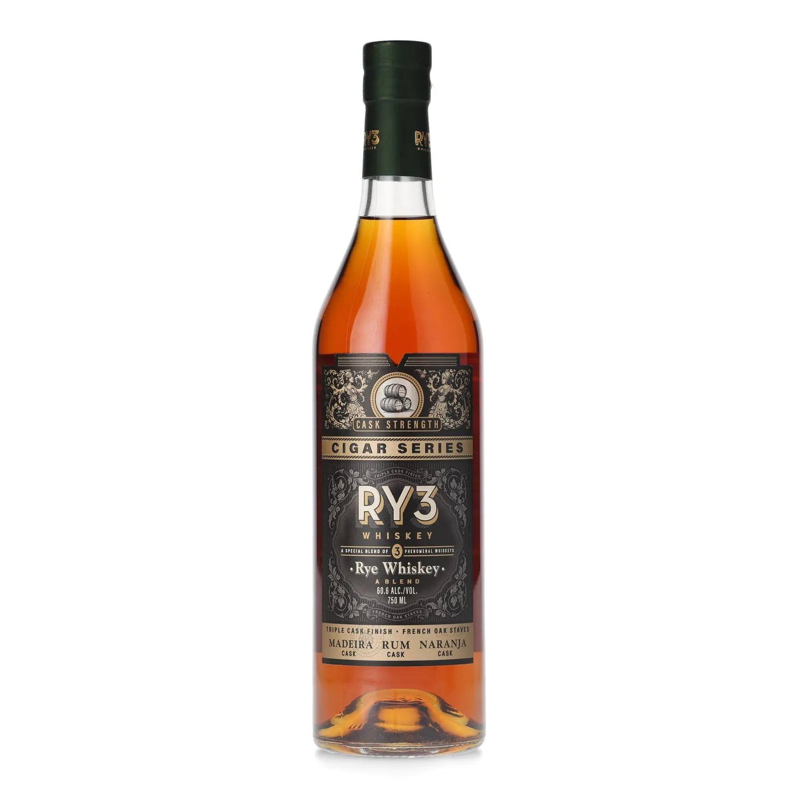 RY3 Cigar Series Cask Strength Rye, Madeira, Naranja & Rum Cask, 2023, 60.6% whisky bottle