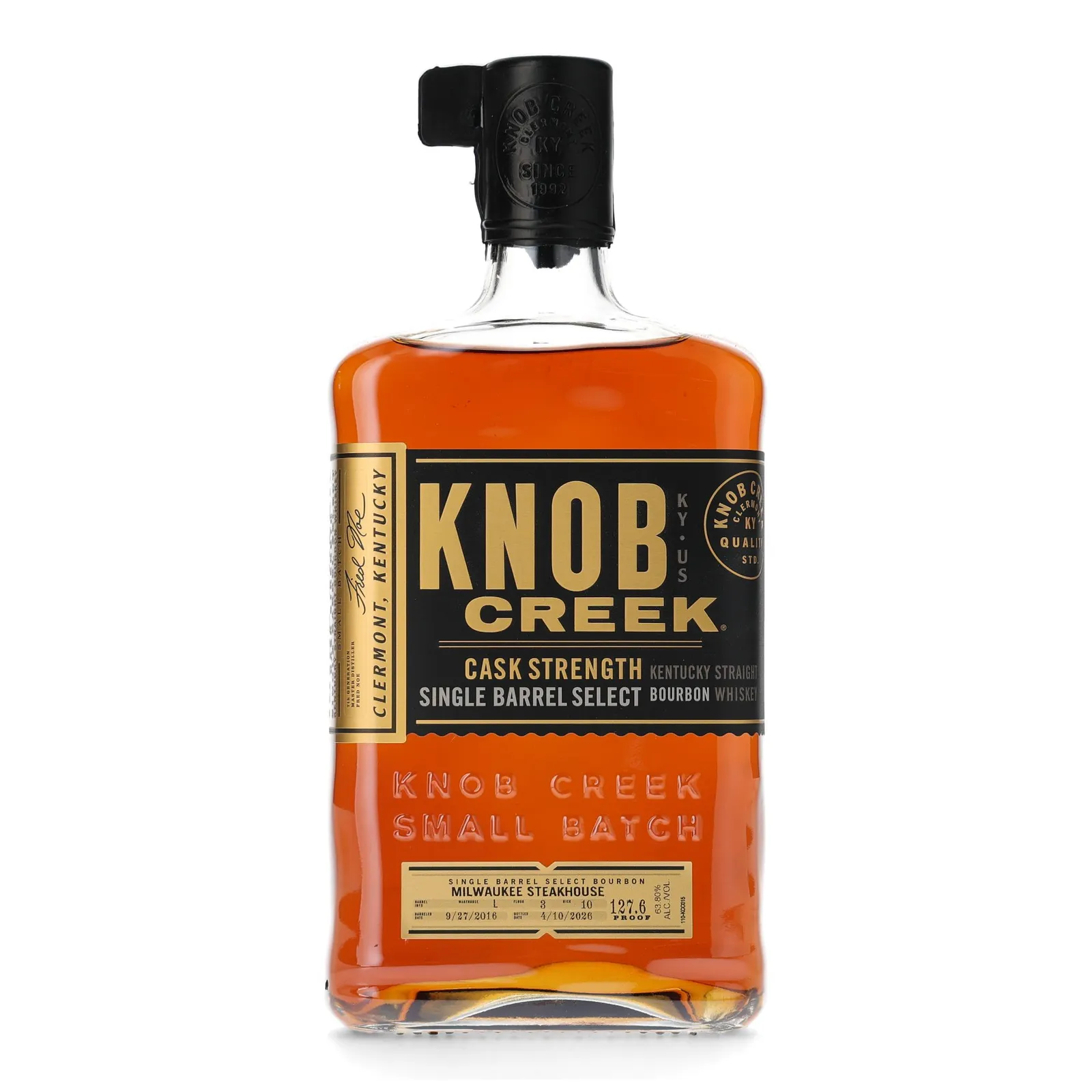 Knob Creek Cask Strength Single Barrel Select 'Milwaukee Steakhouse' 9 Year Old, 2026, 63.8% whisky bottle