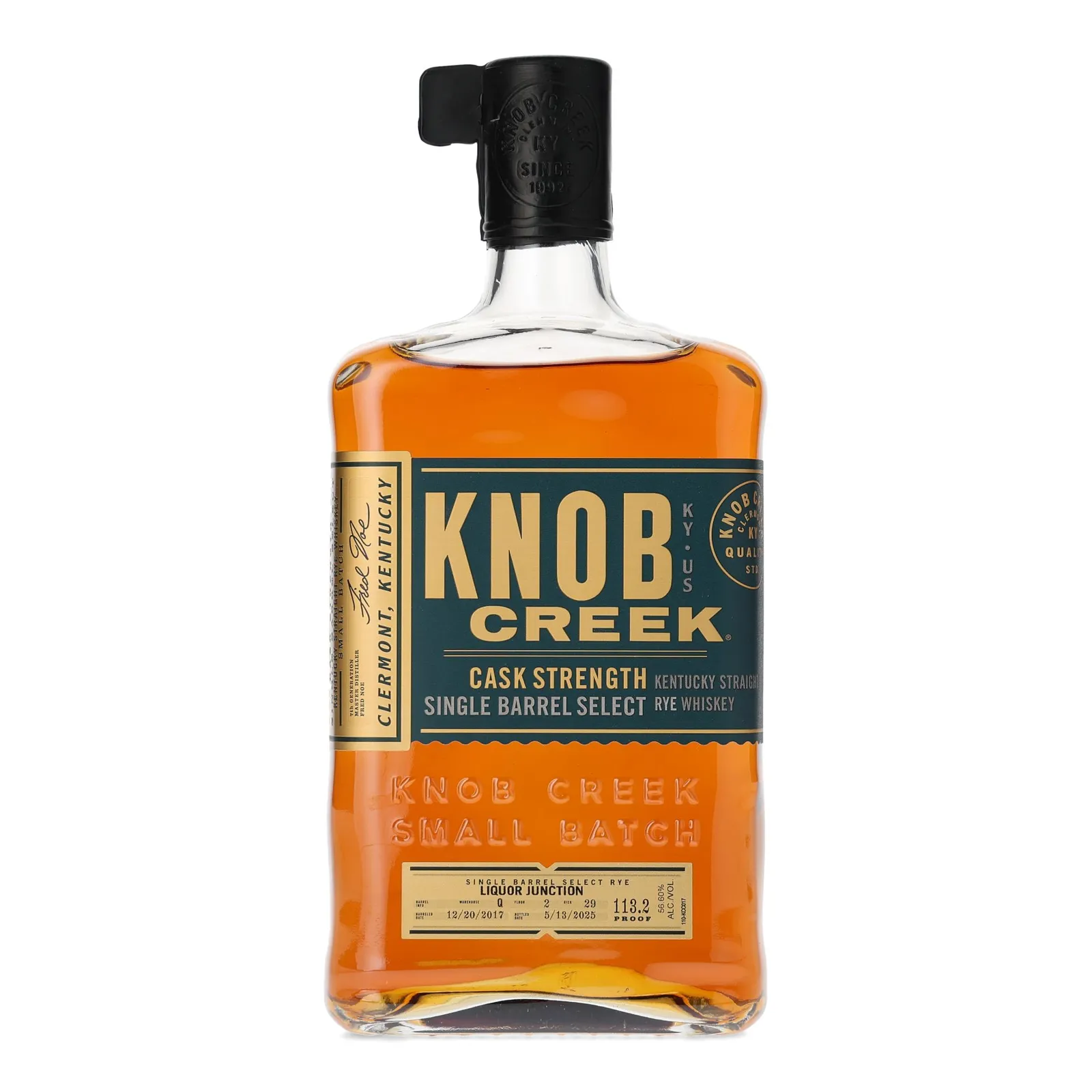 Knob Creek Cask Strength Rye 'Liquor Junction' Private Barrel Selection 7 Year Old, New Charred American Oak Cask, 2025, 56.6% whisky bottle