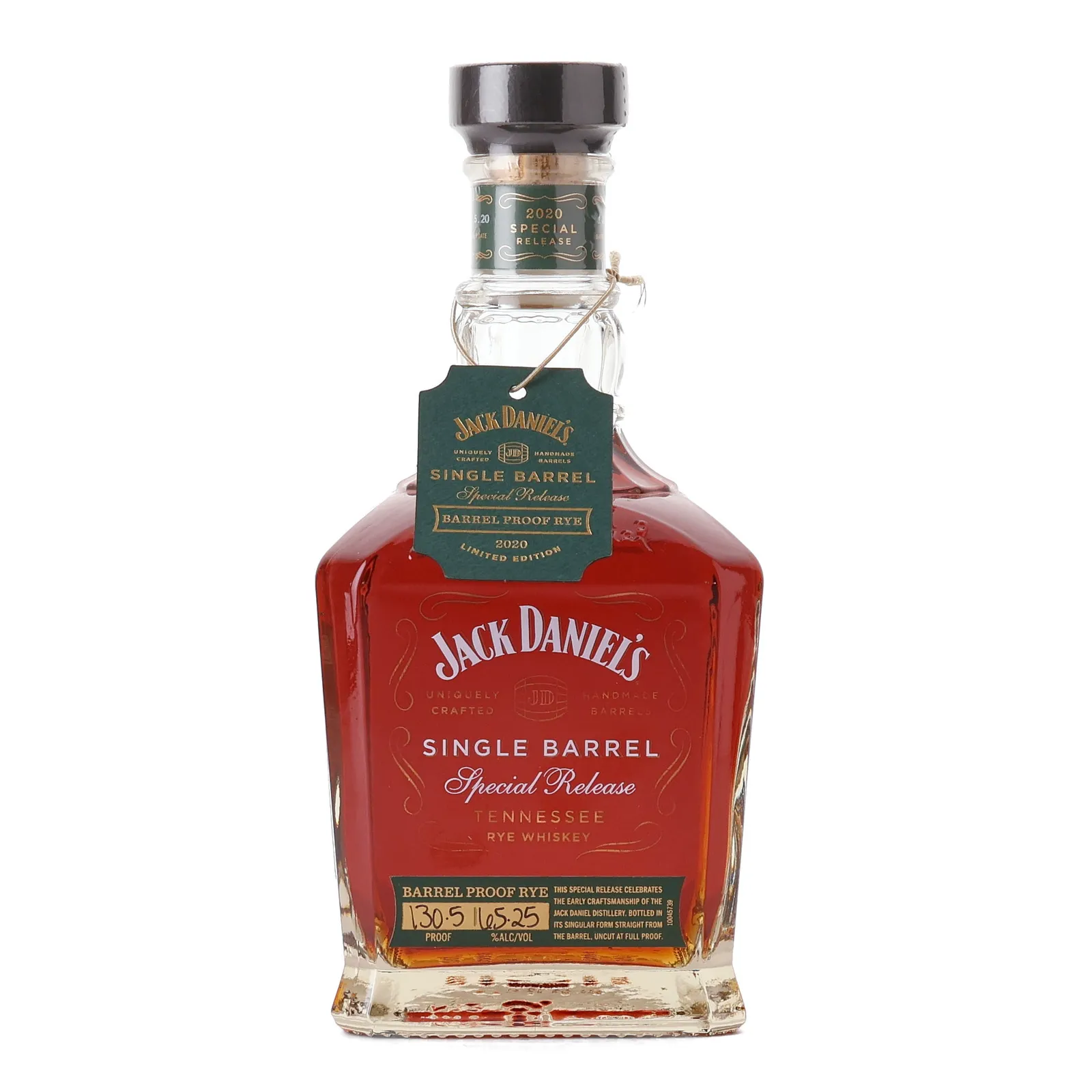 Jack Daniel's Single Barrel Special Release Barrel Proof Rye 5 Year Old, New Charred American Oak Cask, Cask #20-06899, 2020, 65.2% whisky bottle
