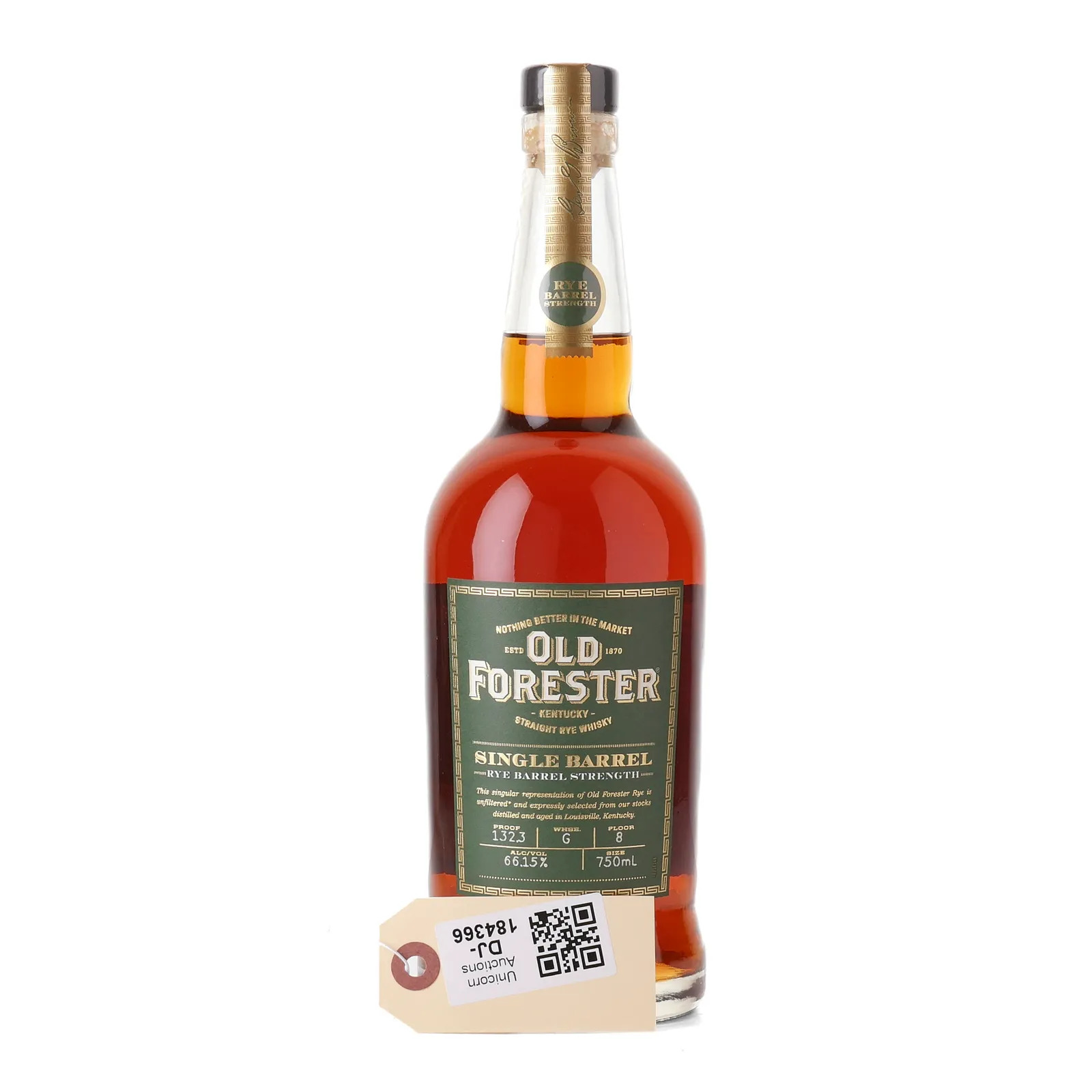 Old Forester Single Barrel Rye Barrel Strength, 66.15% whisky bottle