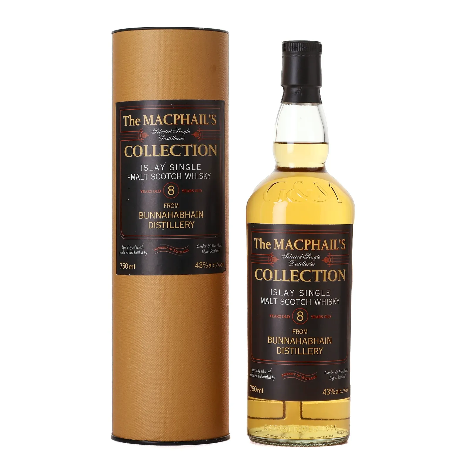 Bunnahabhain The MacPhail's Collection 8 Year Old, Gordon & MacPhail, 43% whisky bottle