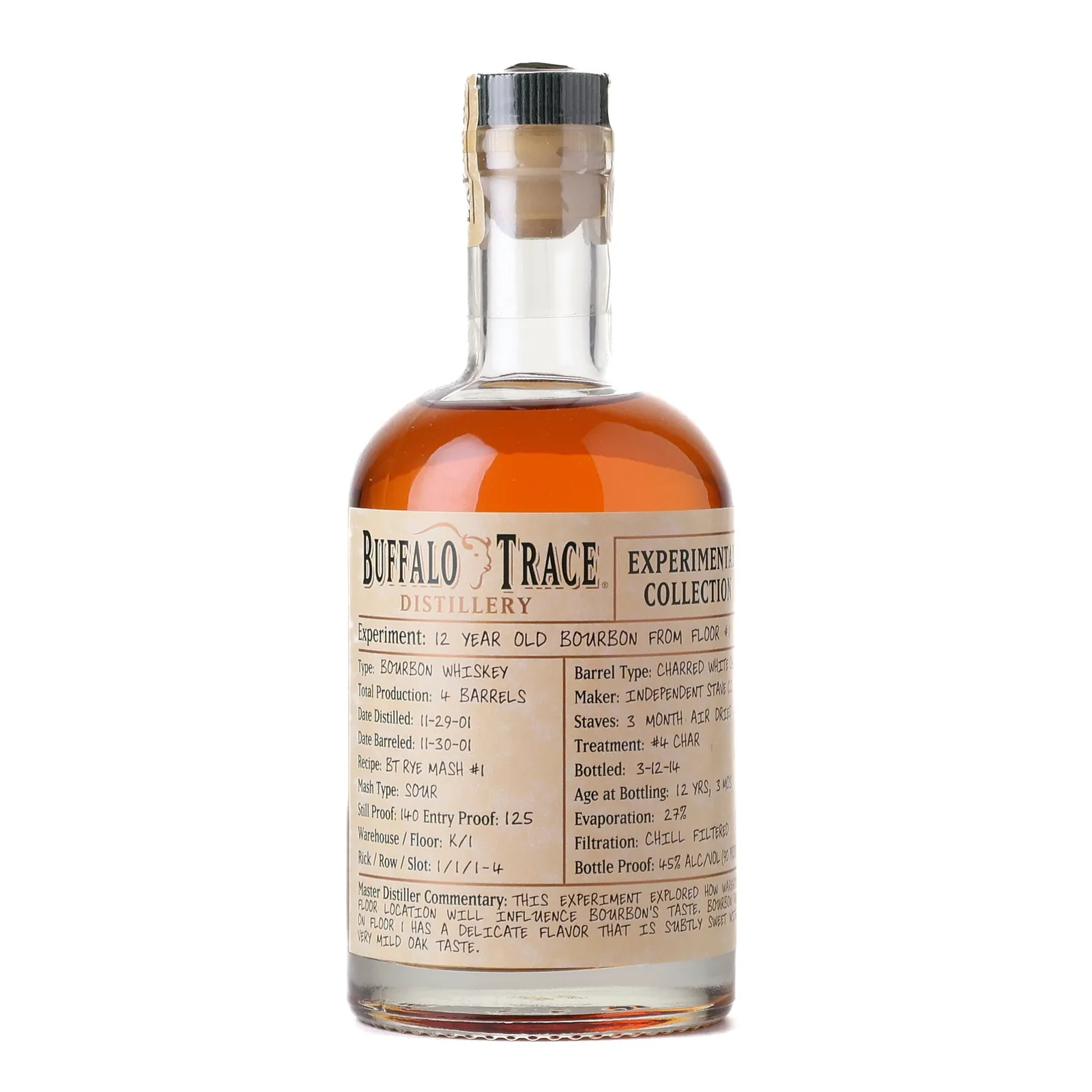 Buffalo Trace Experimental Collection 12 Year Old, New Charred Oak Cask, 2014, 45% whisky bottle