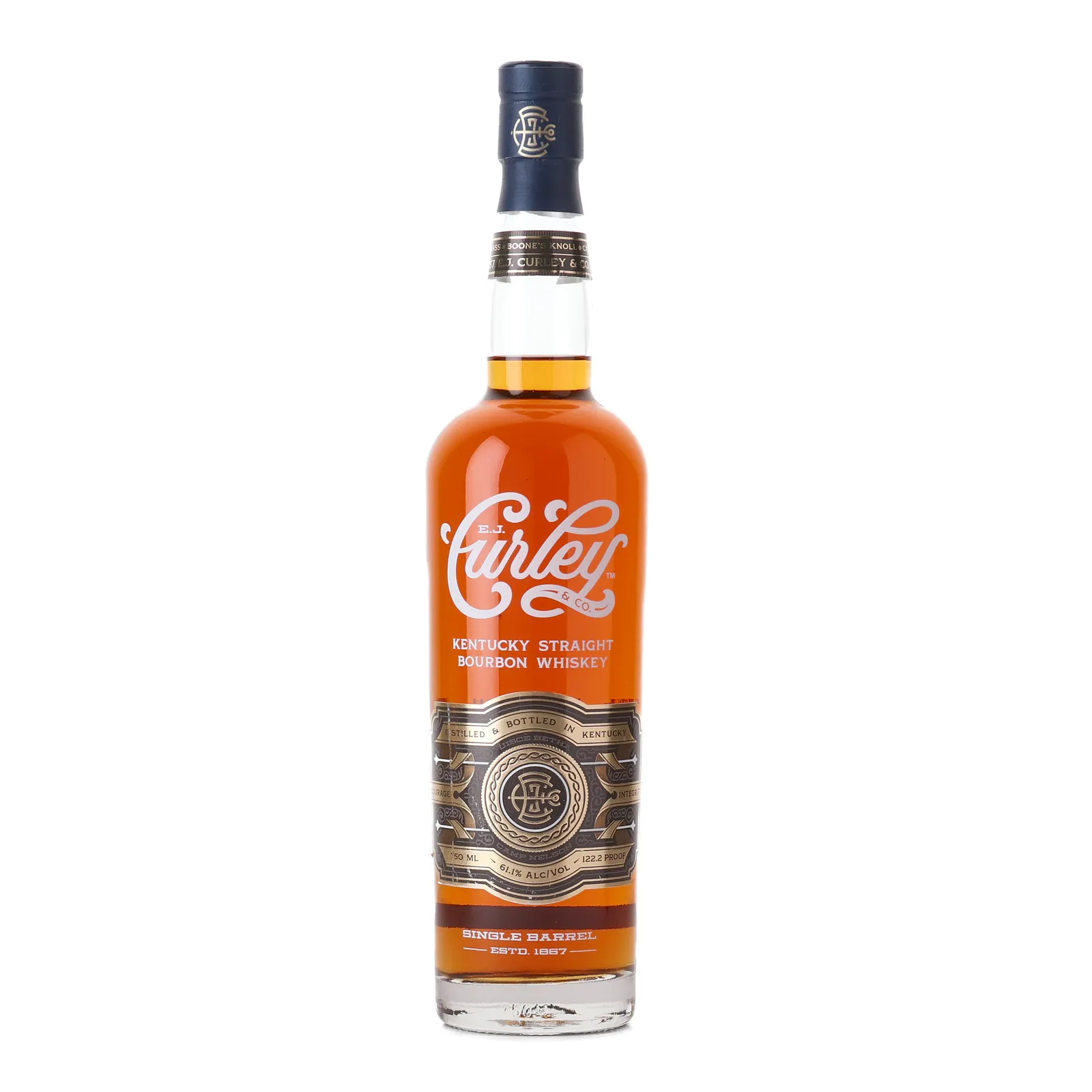 E.J. Curley & Co. Single Barrel Bourbon, New Charred Oak Cask, Cask #27, 61.1% whisky bottle