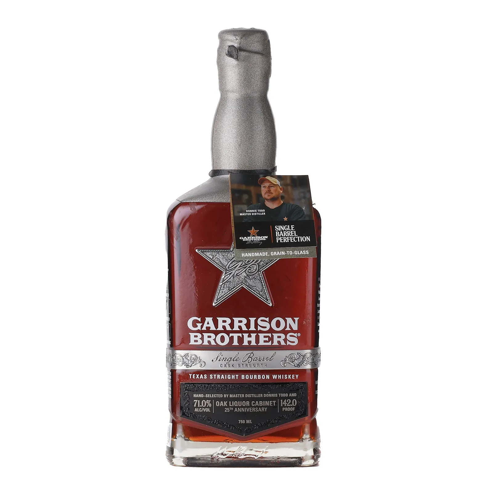 Garrison Brothers Single Barrel Cask Strength Oak Liquor Cabinet 25th Anniversary 3 Year Old, Cask #14081, 71% whisky bottle