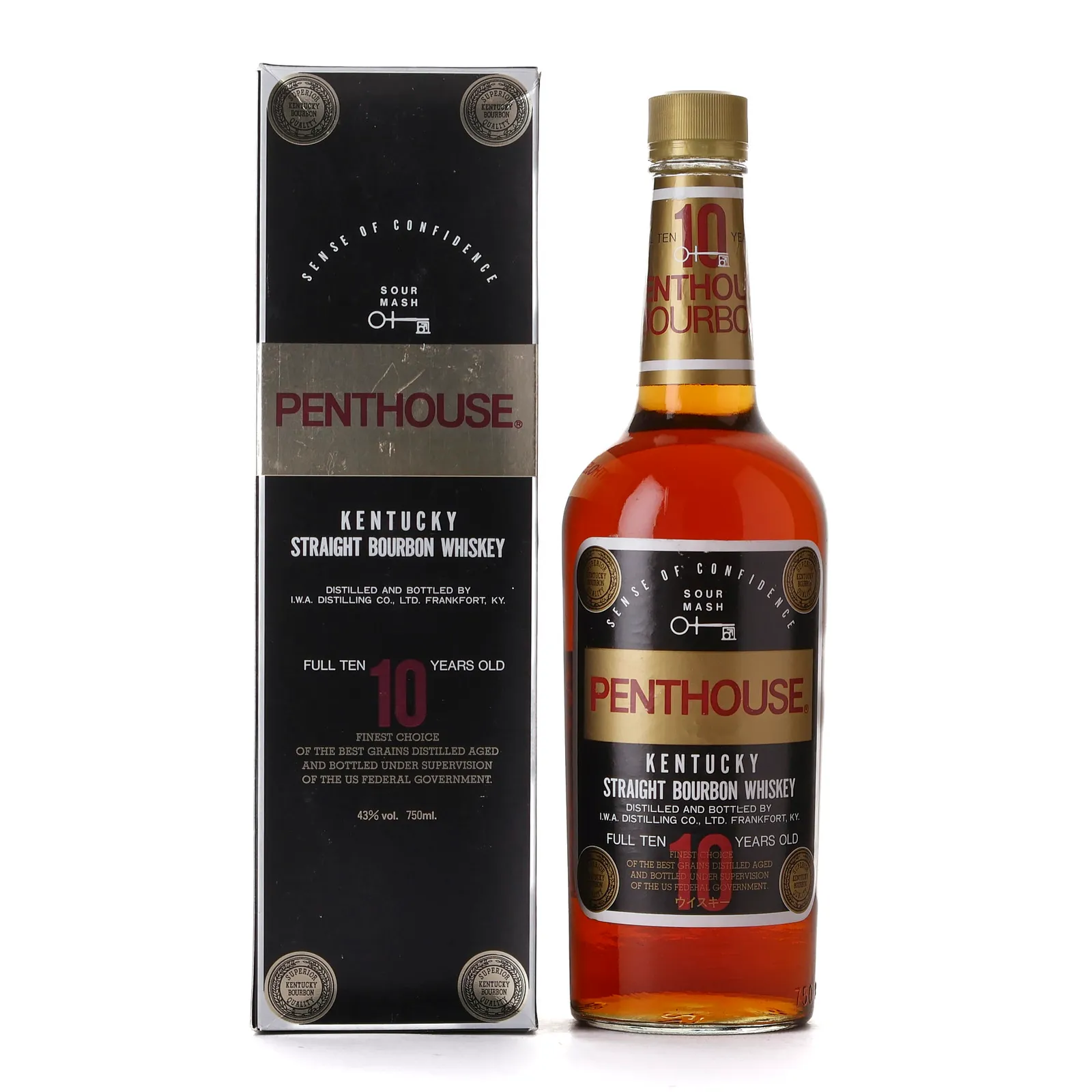 Penthouse Kentucky Straight Bourbon 10 Year Old, 43% whisky bottle